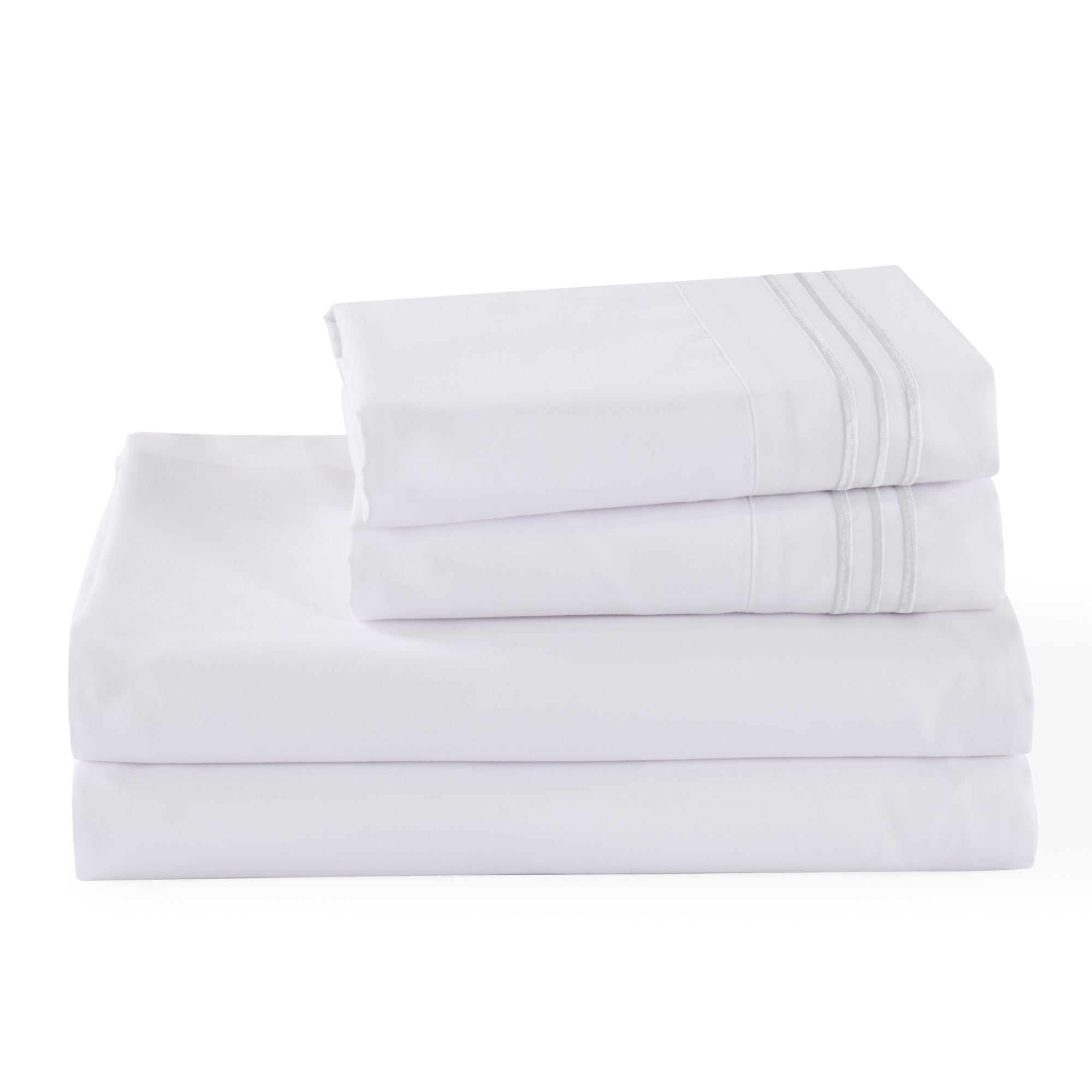 3/4 Piece Soft Solid Embroidered Bed Sheet Set Bedding Set