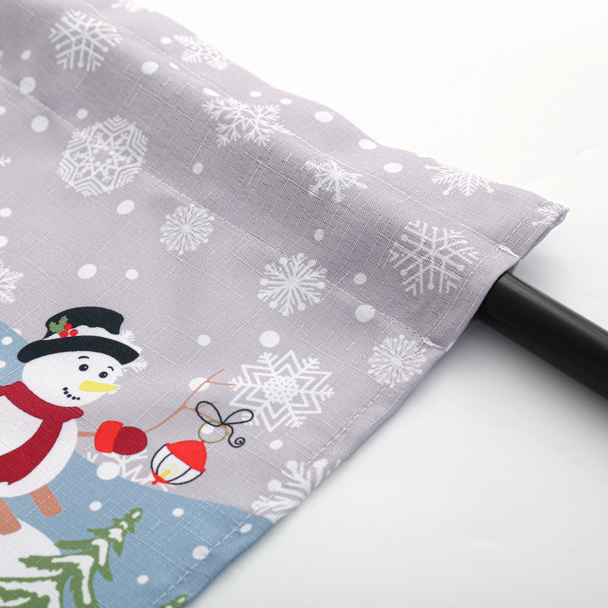 Christmas Kitchen Curtains 3 Piece Set – Holiday Window Valance and Tiers, Snowman & Festive Design, 100% Polyester