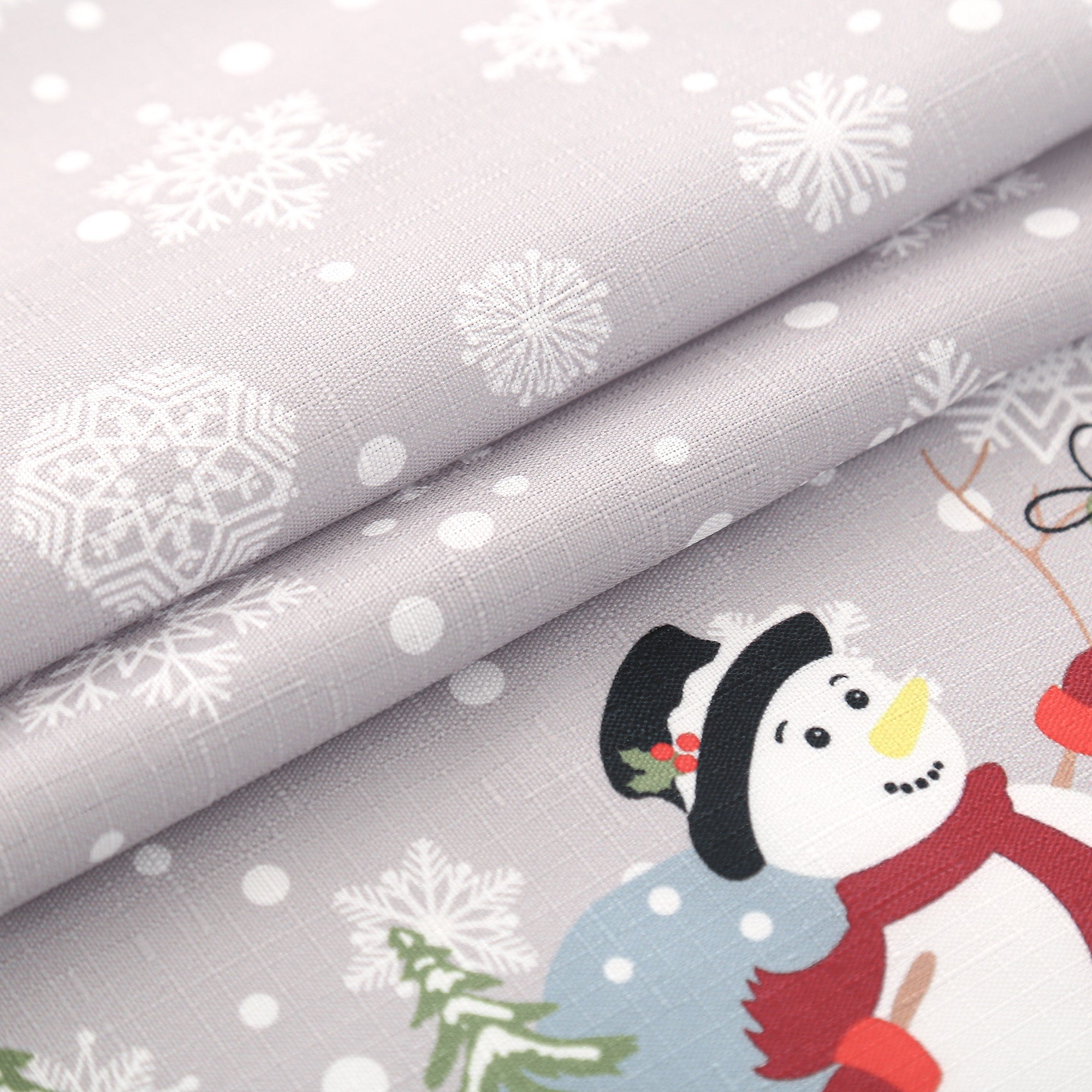 Christmas Kitchen Curtains 3 Piece Set – Holiday Window Valance and Tiers, Snowman & Festive Design, 100% Polyester