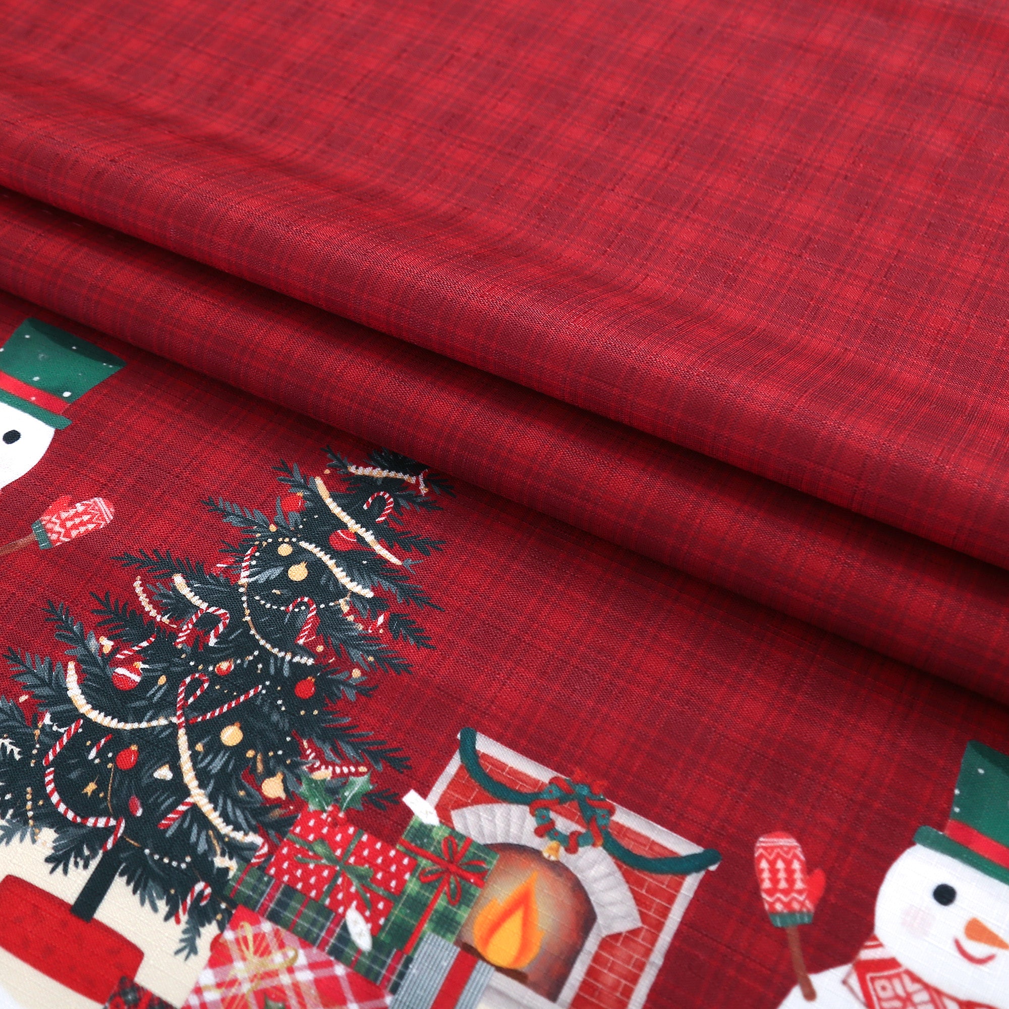 Christmas Kitchen Curtains 3 Piece Set – Holiday Window Valance and Tiers, Snowman & Festive Design, 100% Polyester