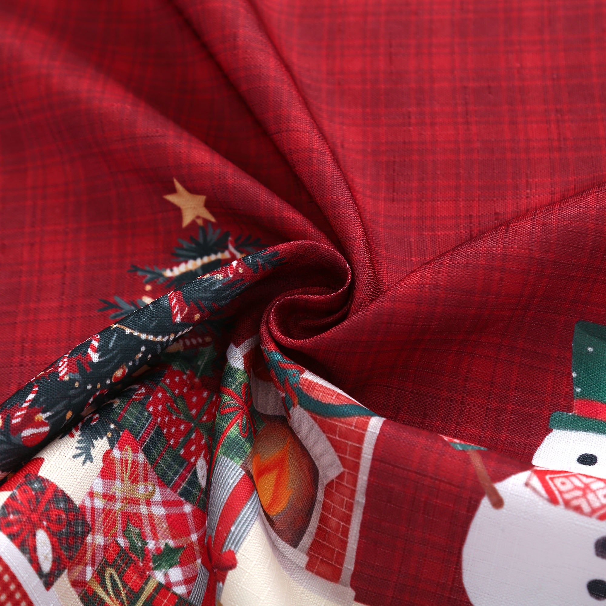 Christmas Kitchen Curtains 3 Piece Set – Holiday Window Valance and Tiers, Snowman & Festive Design, 100% Polyester