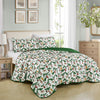 3-Piece Holiday Cheer Christmas Bedspread Set– Reversible Quilt with Ornaments & Evergreen Print JB601