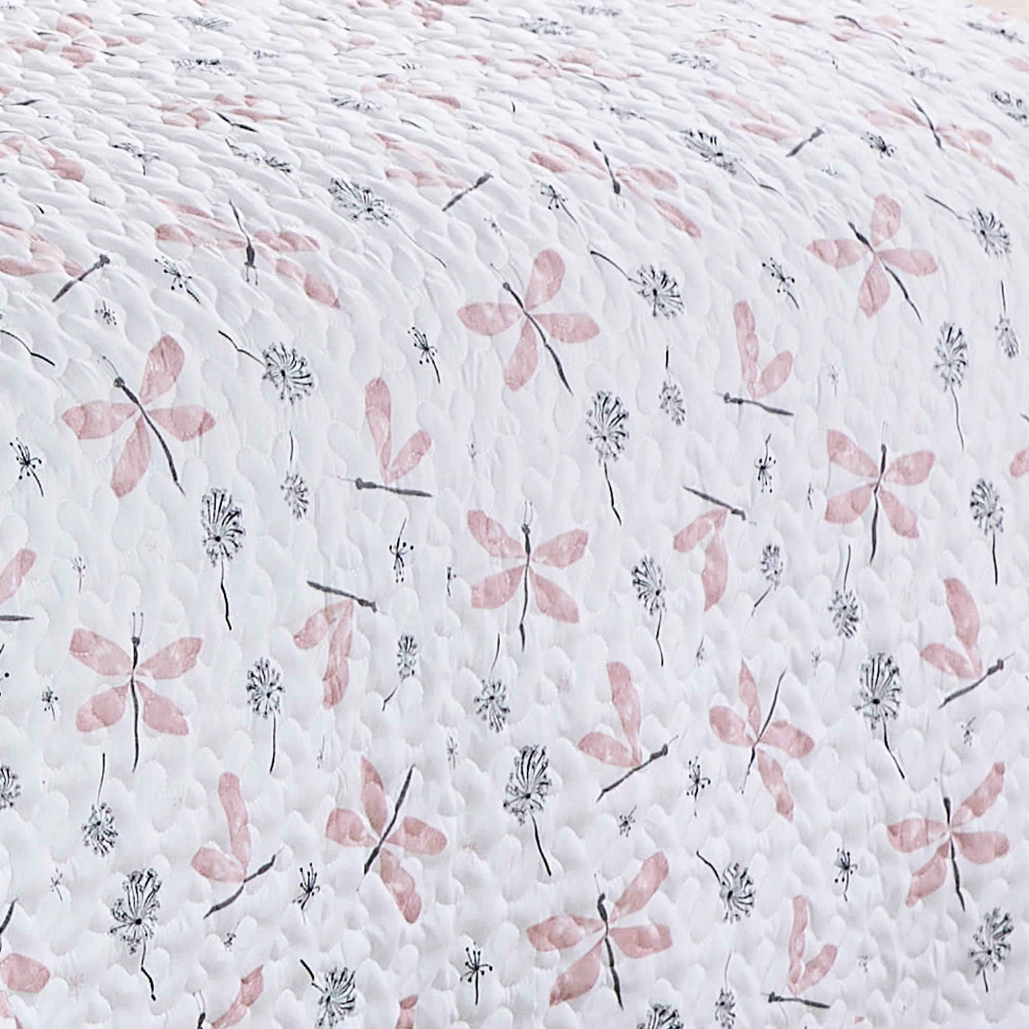 2/3 PCS Kids Bedspread Set Dragonfly and Dandelion Print Reversible Quilt