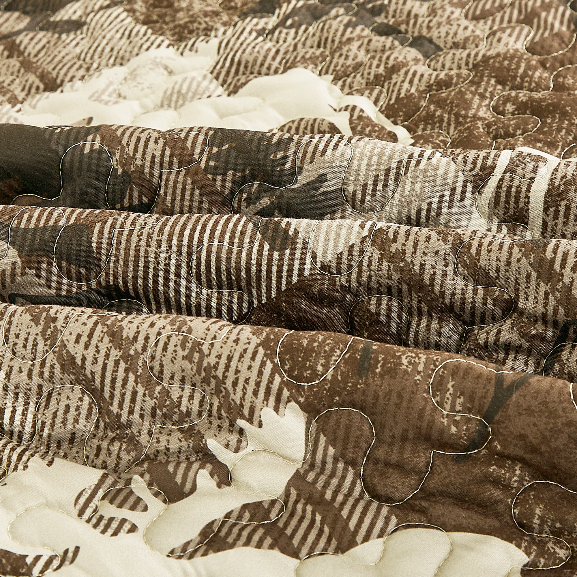 3 Piece Rustic Wildlife Reversible Polyester Quilt Bedspread Set