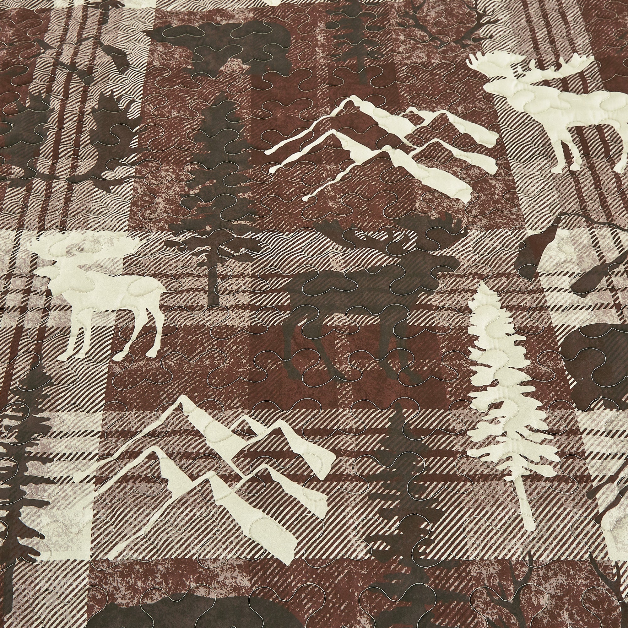 3 Piece Rustic Wildlife Reversible Polyester Quilt Bedspread Set