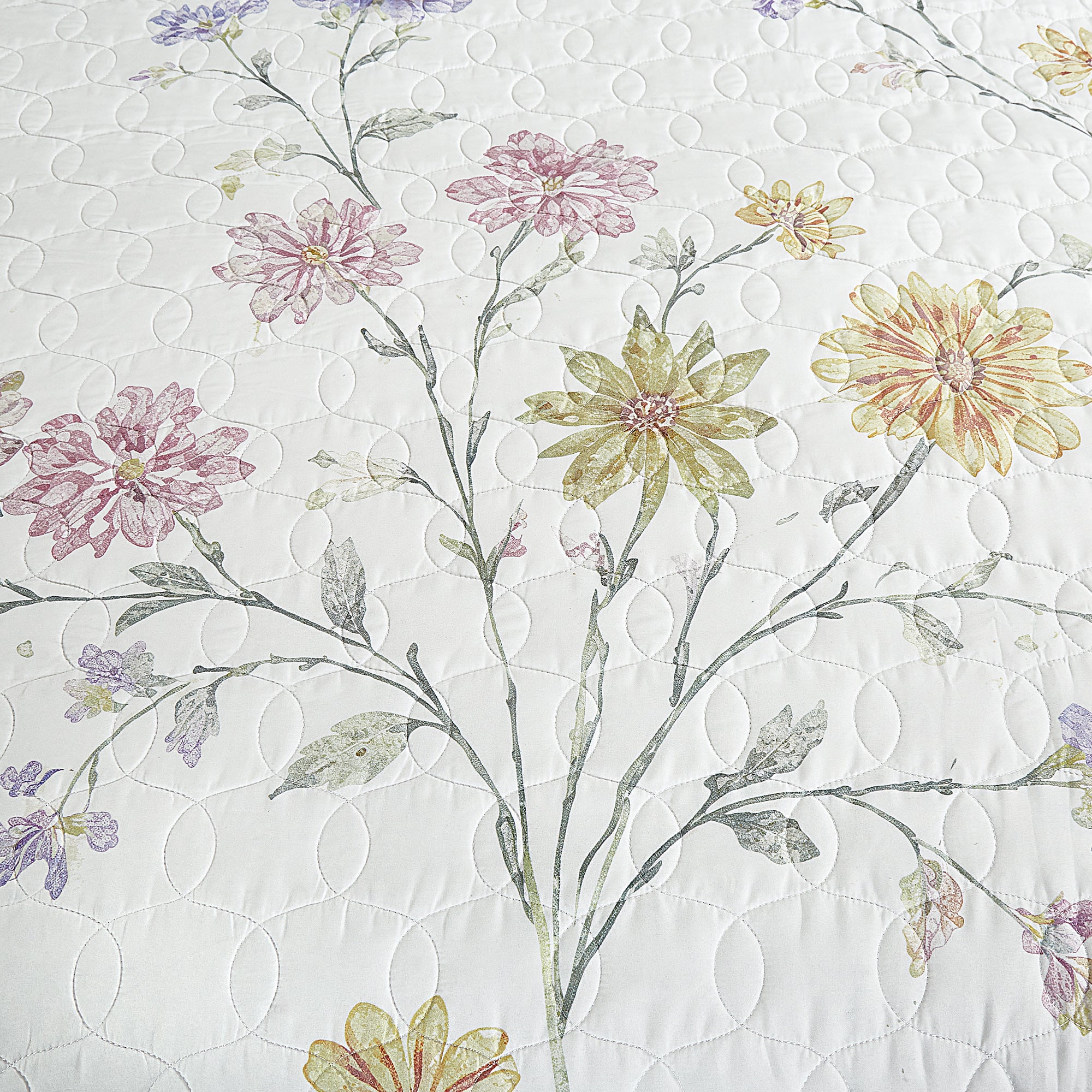3 Piece Lightweight Quilt Bedspread Set Reversible Floral Botanical