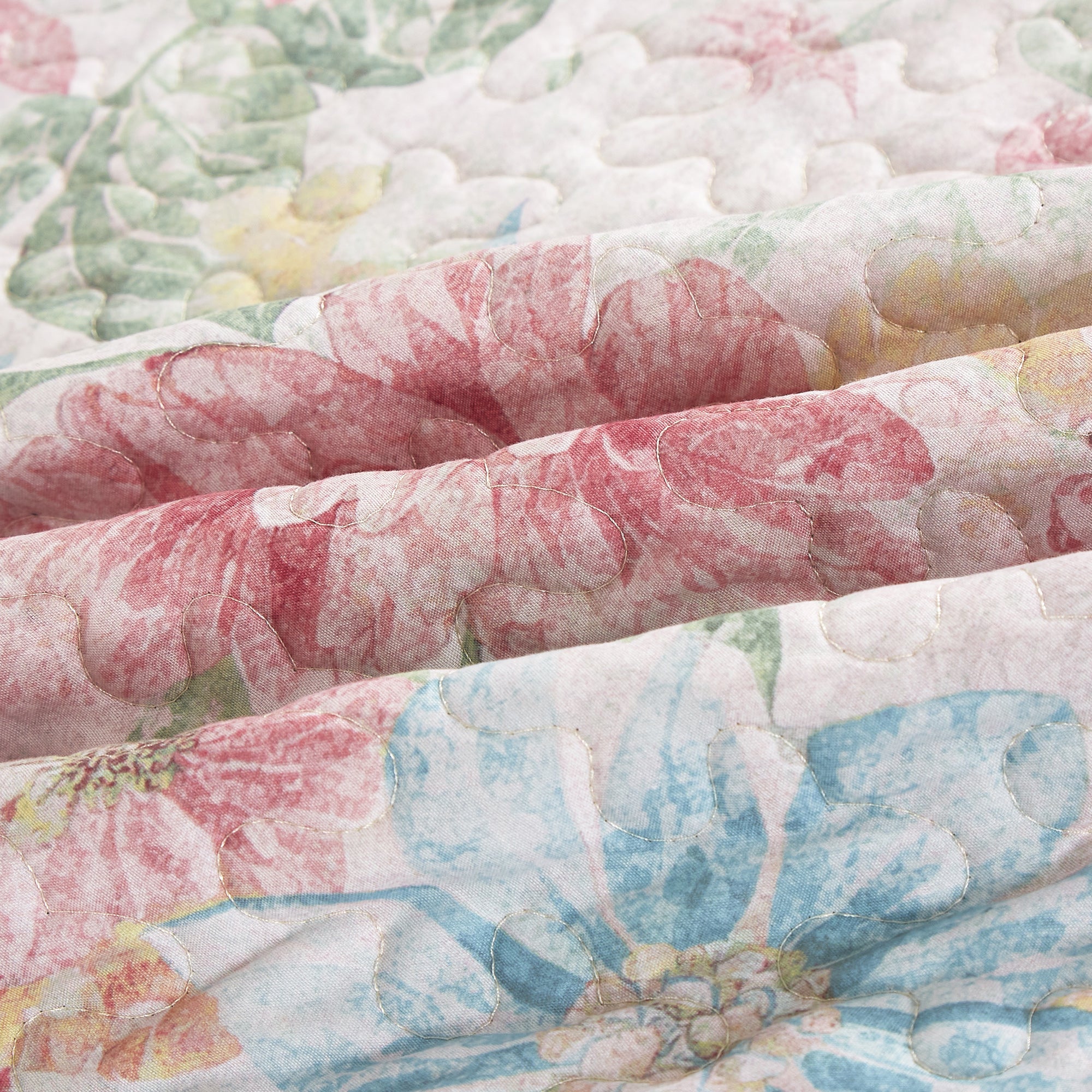 3 Piece Lightweight Quilt Bedspread Set Reversible Floral Botanical
