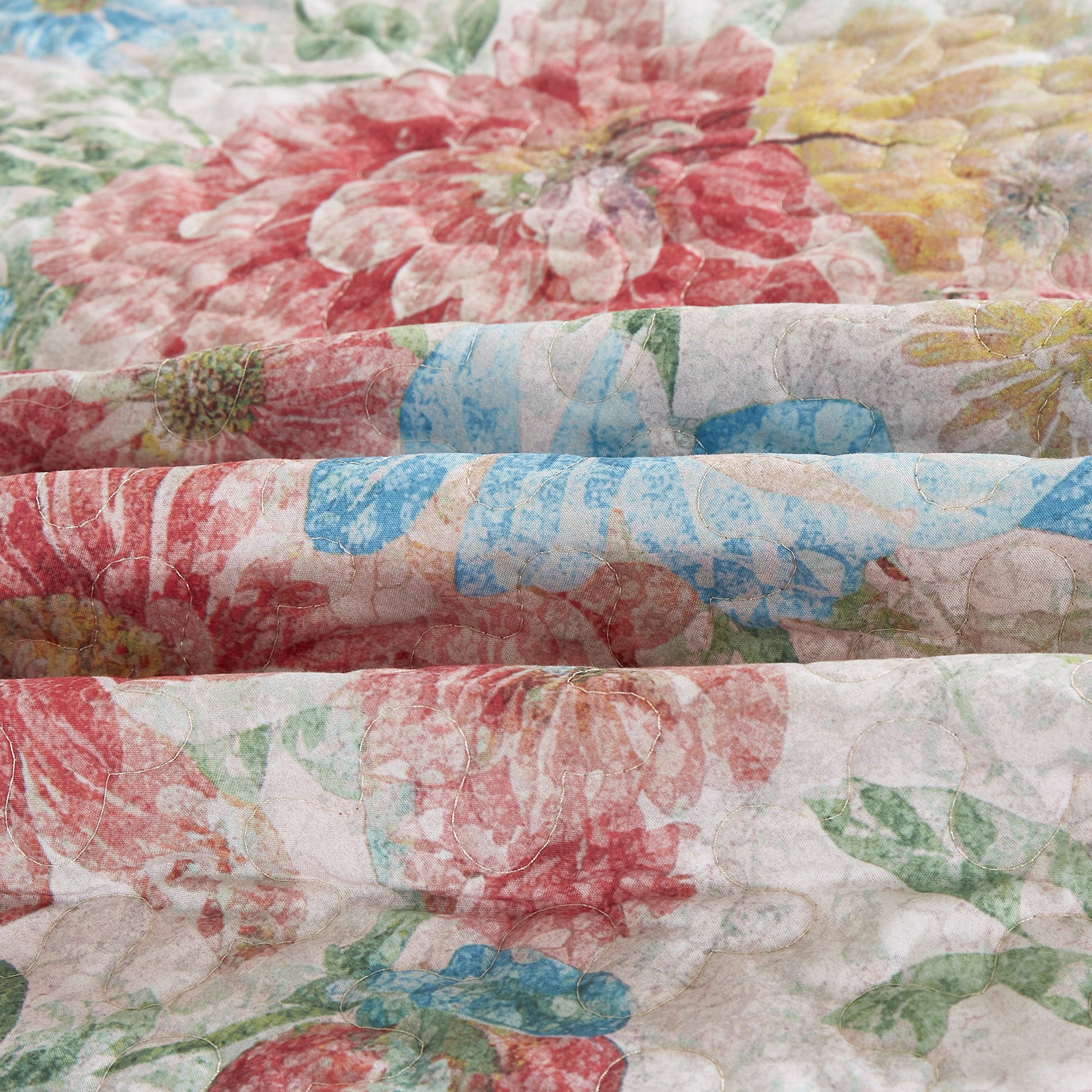 3 Piece Lightweight Quilt Bedspread Set Reversible Floral Botanical