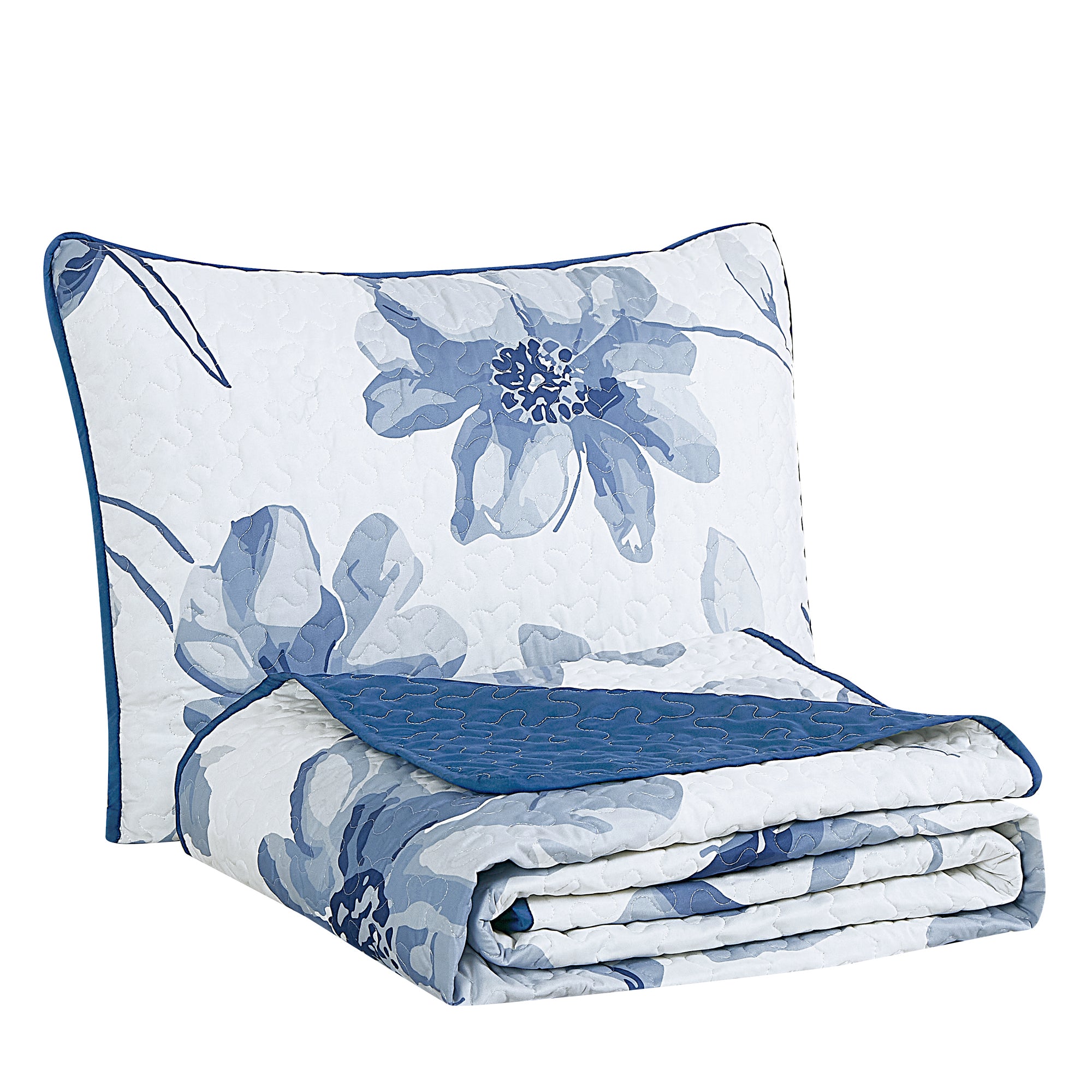 3 Piece Lightweight Quilt Bedspread Set Reversible Floral Botanical