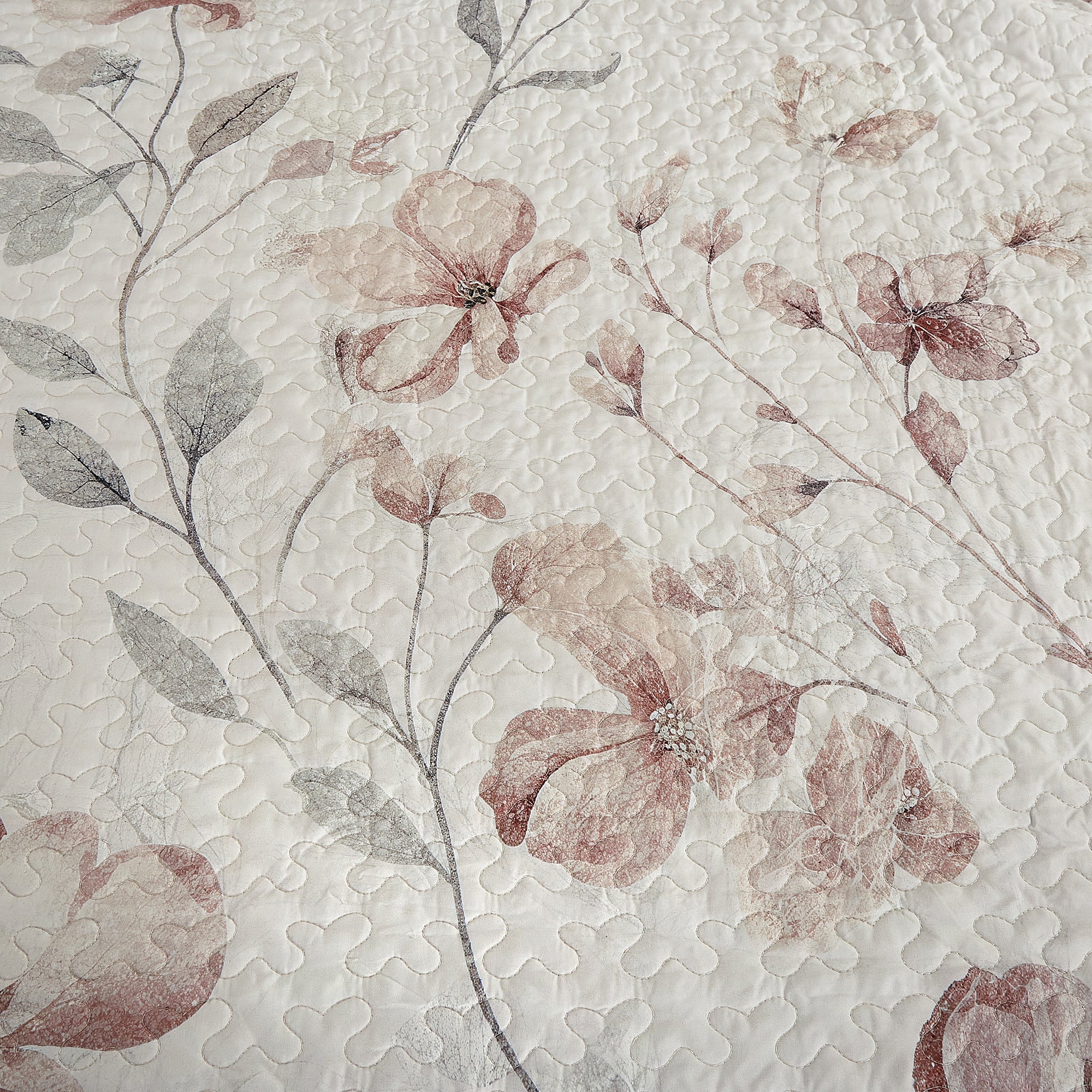 3 Piece Lightweight Quilt Bedspread Set Reversible Floral Botanical
