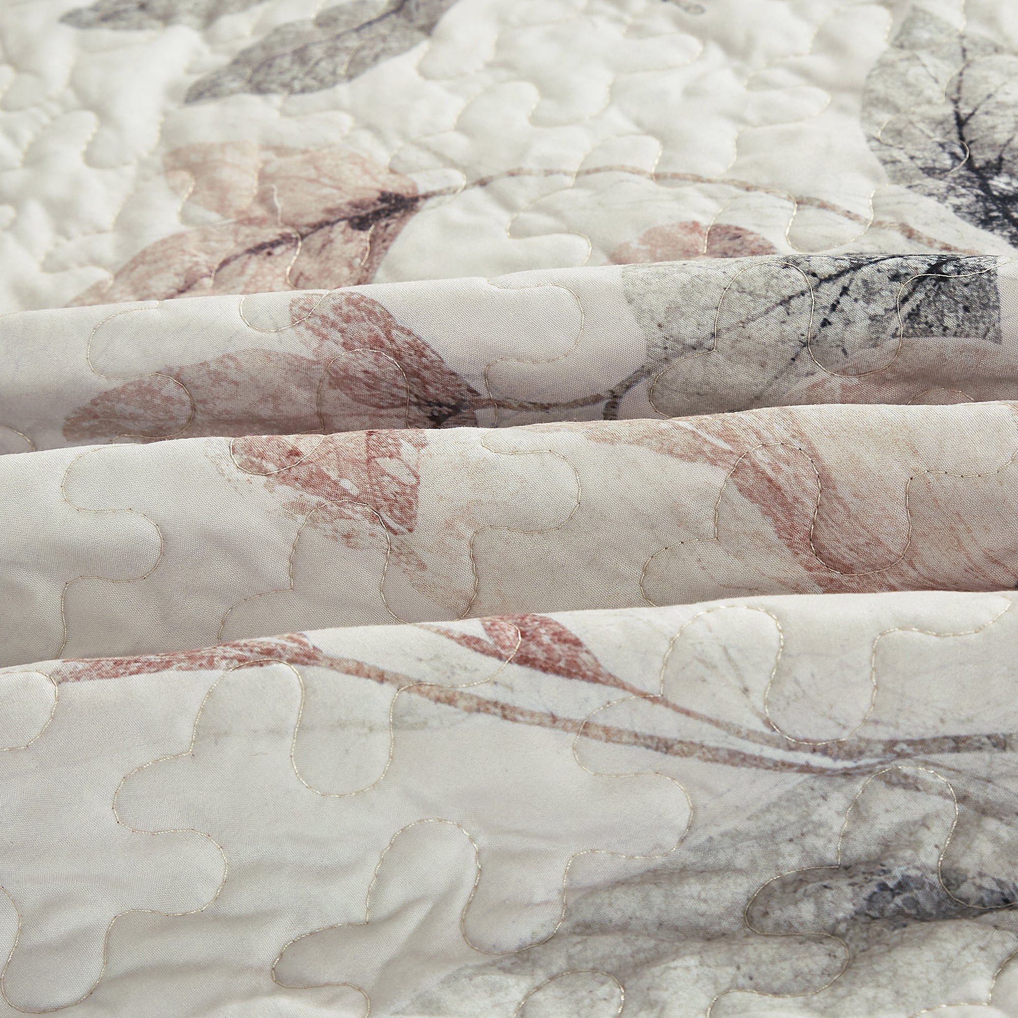 3 Piece Lightweight Quilt Bedspread Set Reversible Floral Botanical