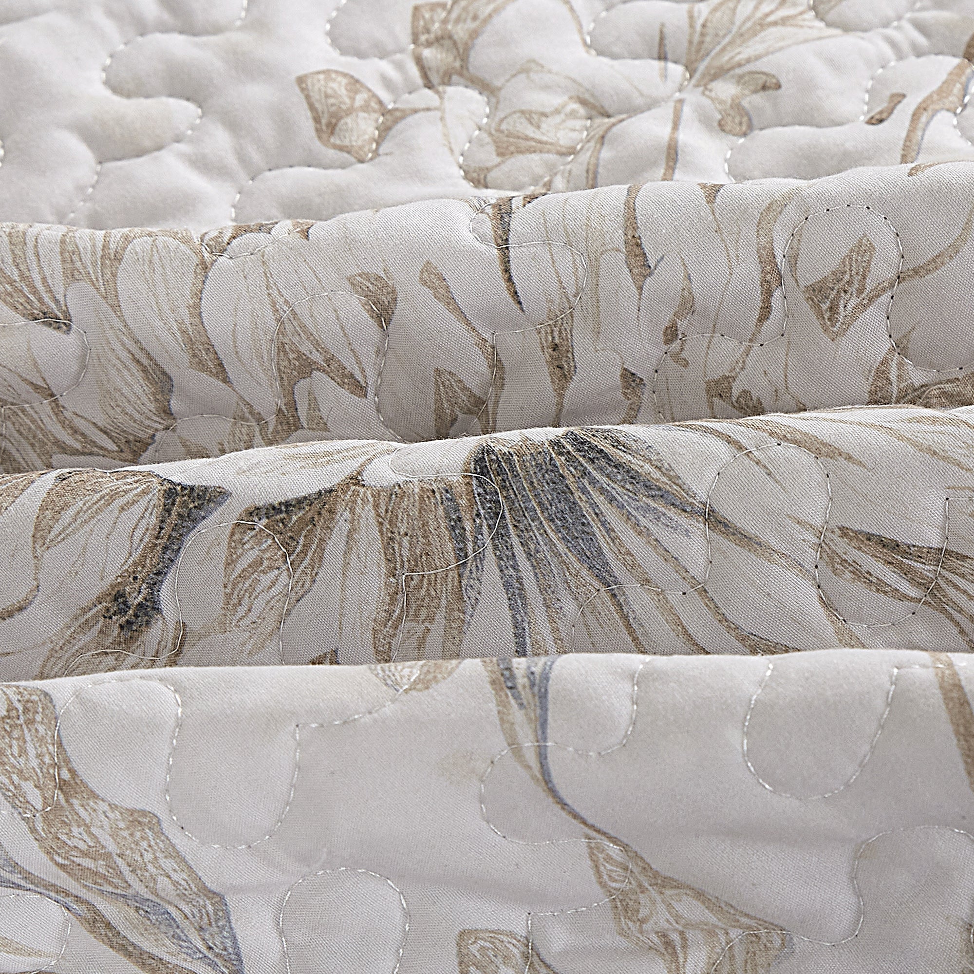3 Piece Lightweight Quilt Bedspread Set Reversible Floral Botanical