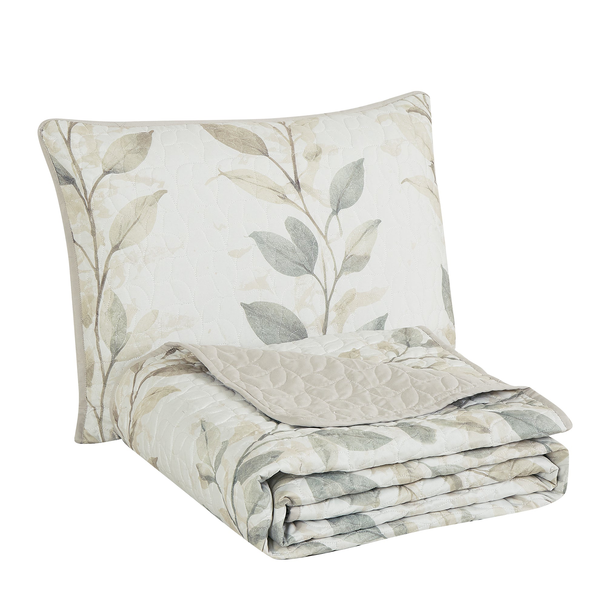 3 Piece Lightweight Quilt Bedspread Set Reversible Floral Botanical