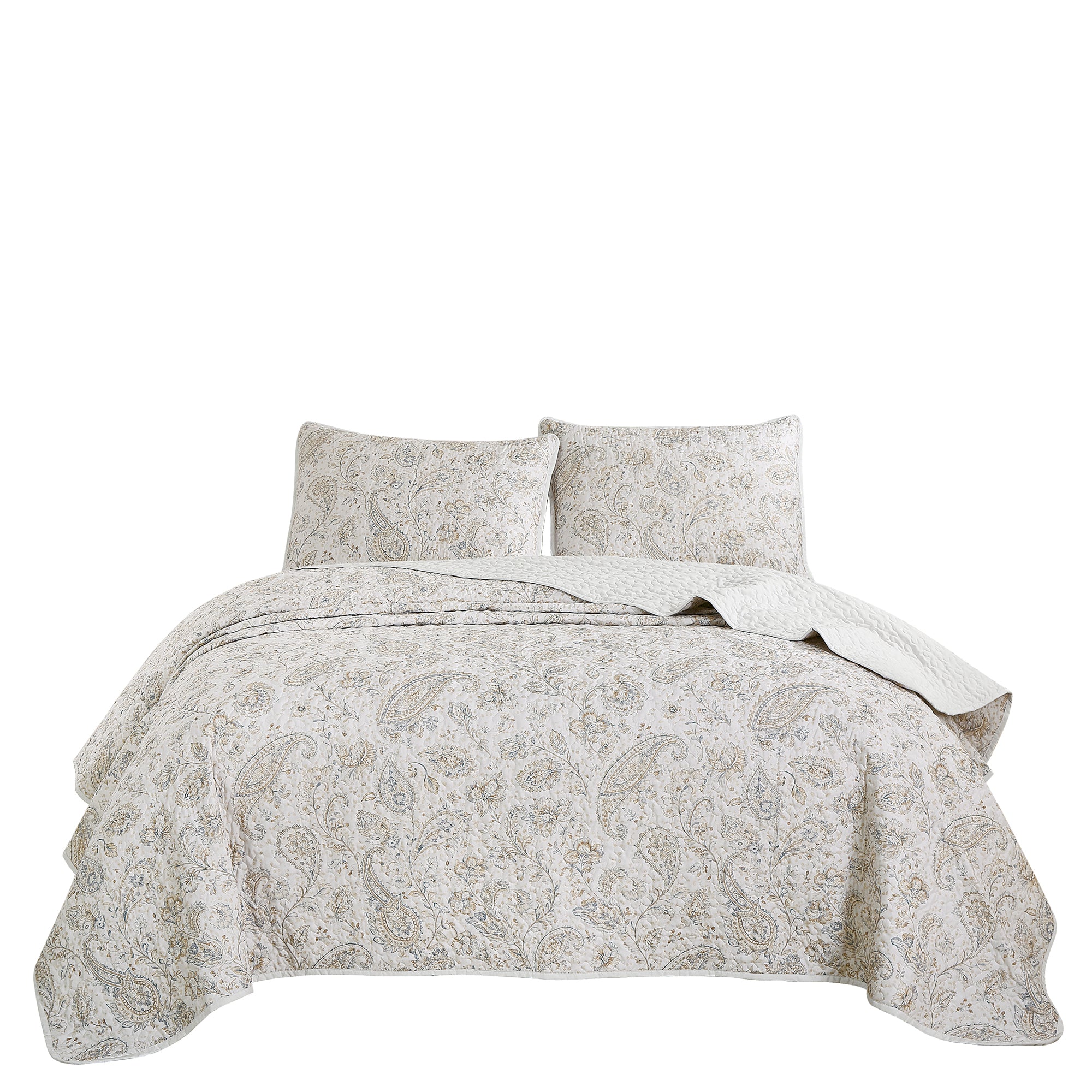 3 Piece Lightweight Quilt Bedspread Set Reversible Floral Botanical