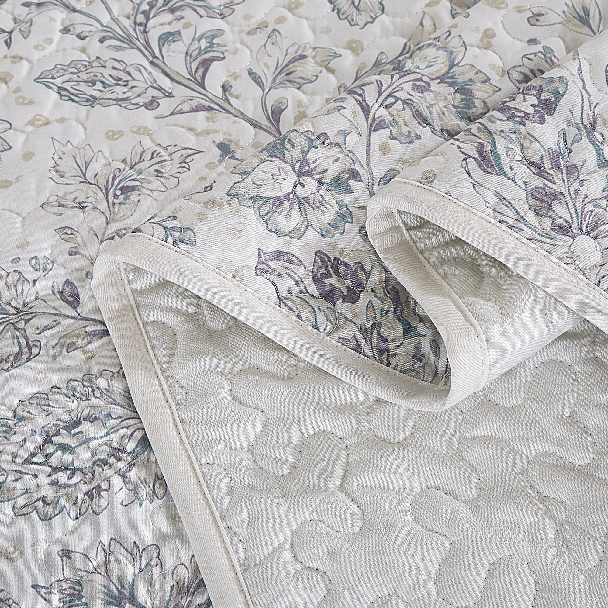 3 Piece Lightweight Quilt Bedspread Set Reversible Floral Botanical