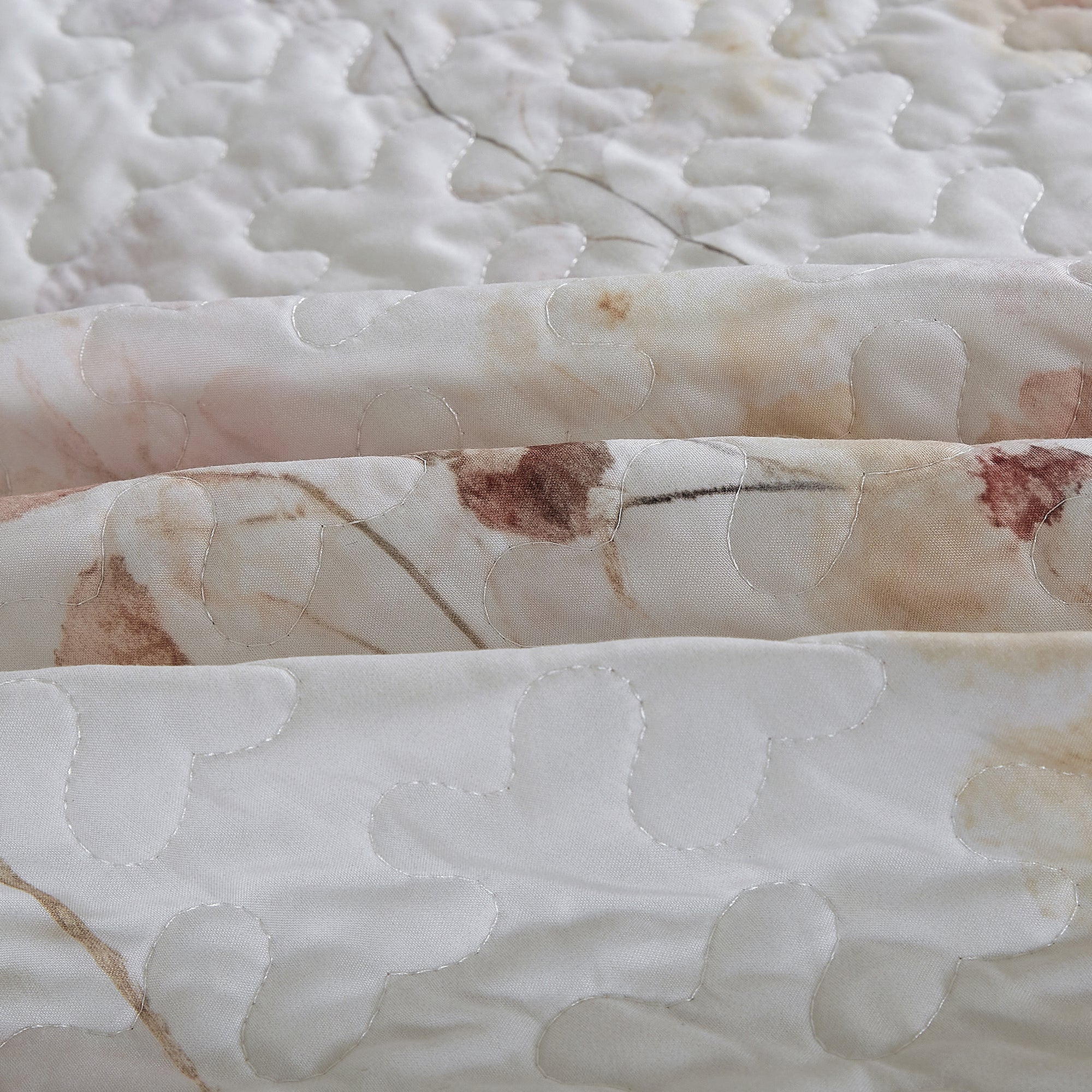 3 Piece Lightweight Quilt Bedspread Set Reversible Floral Botanical