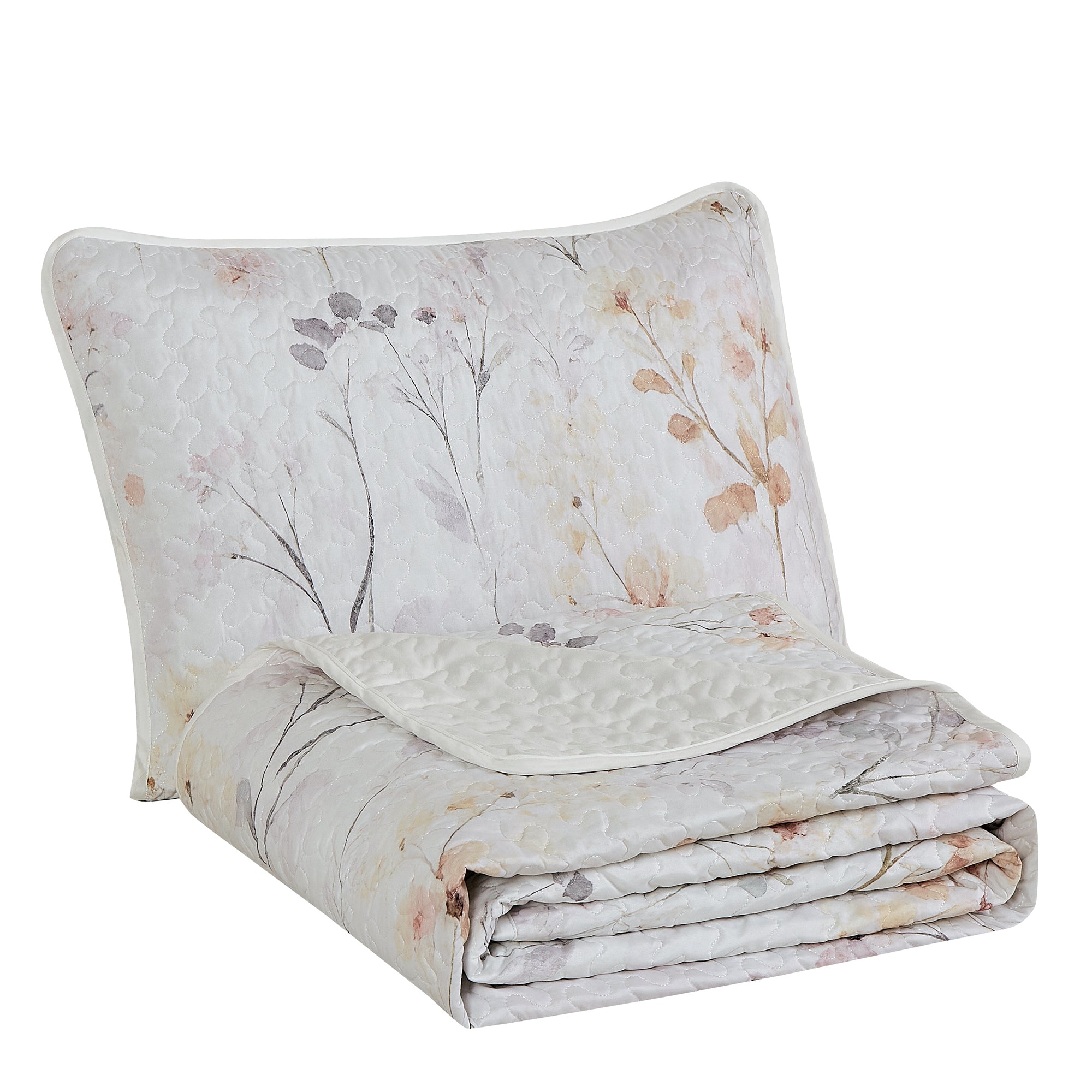 3 Piece Lightweight Quilt Bedspread Set Reversible Floral Botanical