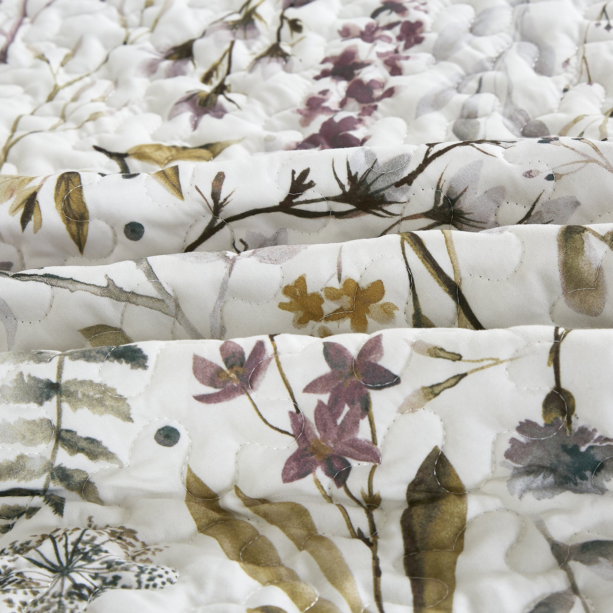 3 Piece Lightweight Quilt Bedspread Set Reversible Floral Botanical