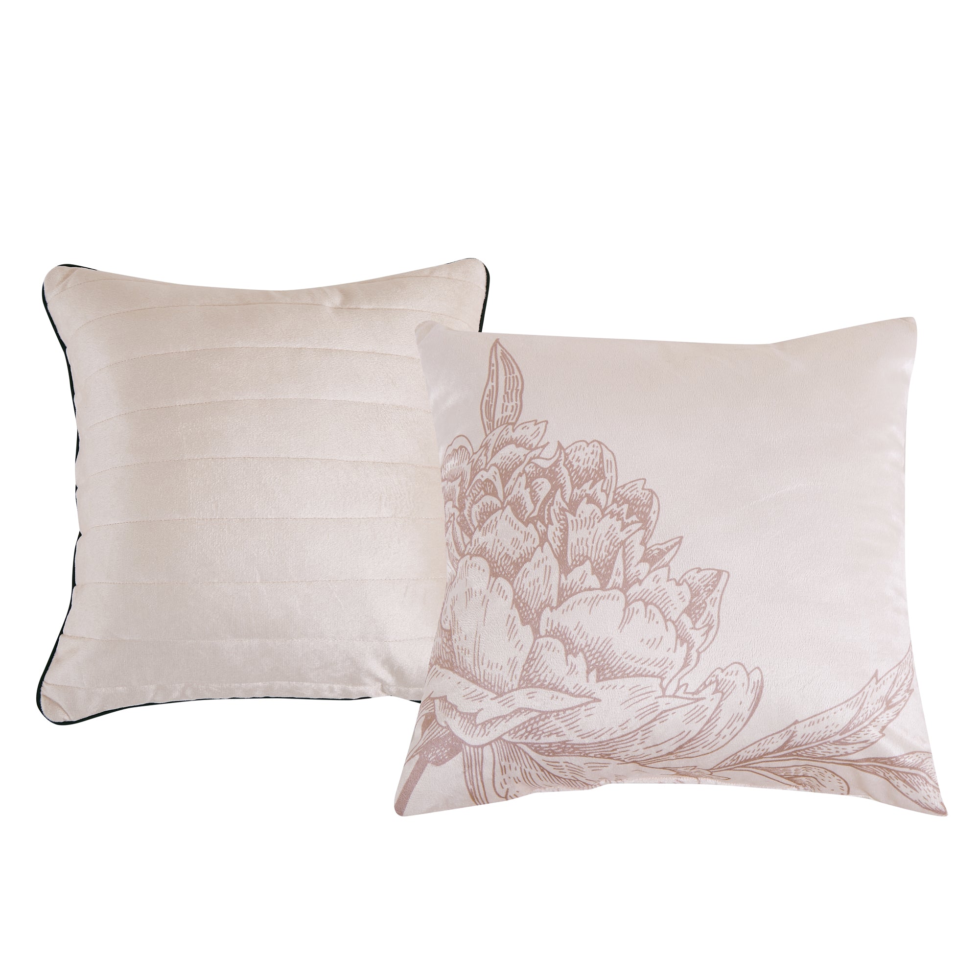 Blush Floral 5-Piece Velvet Comforter Set with Sherpa Backing
