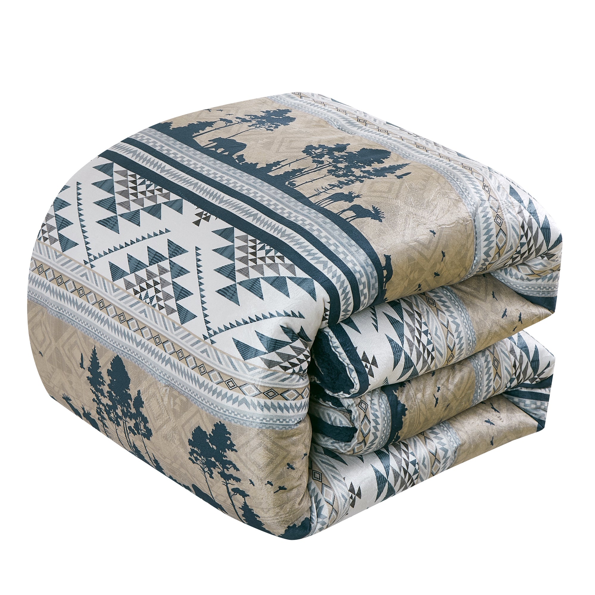 Southwestern Lodge 5-Piece Velvet Comforter Set with Sherpa Backing