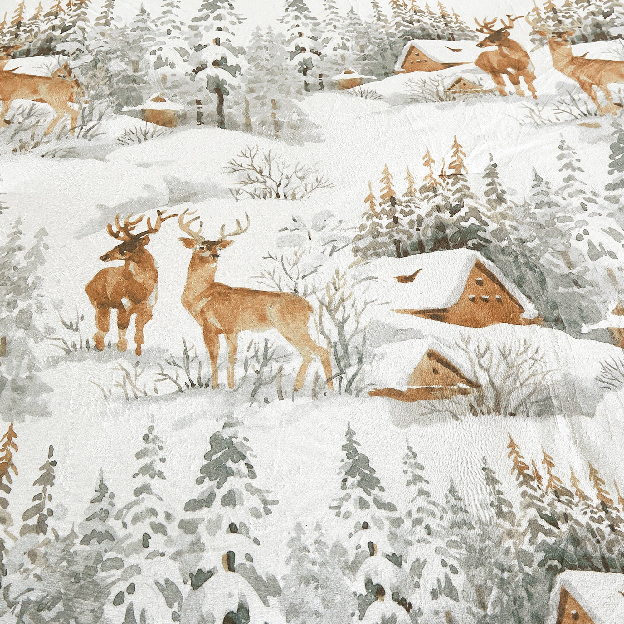 Winter Woodland 5-Piece Velvet Comforter Set with Microfiber Backing