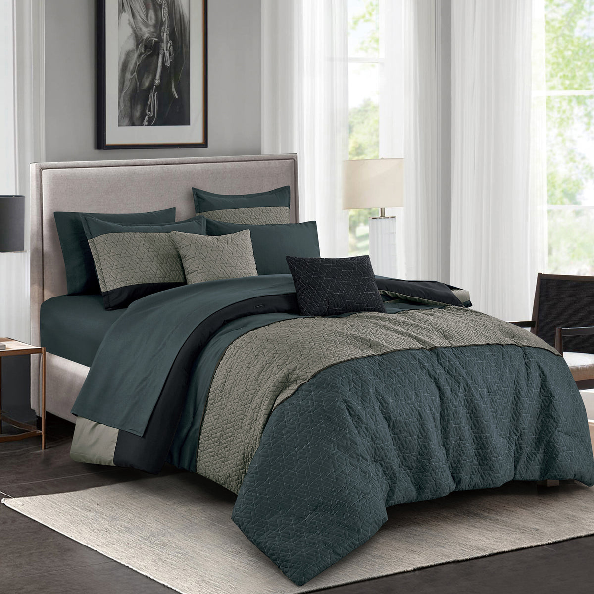 Modern Textured 9-Piece Comforter Set with Sheets