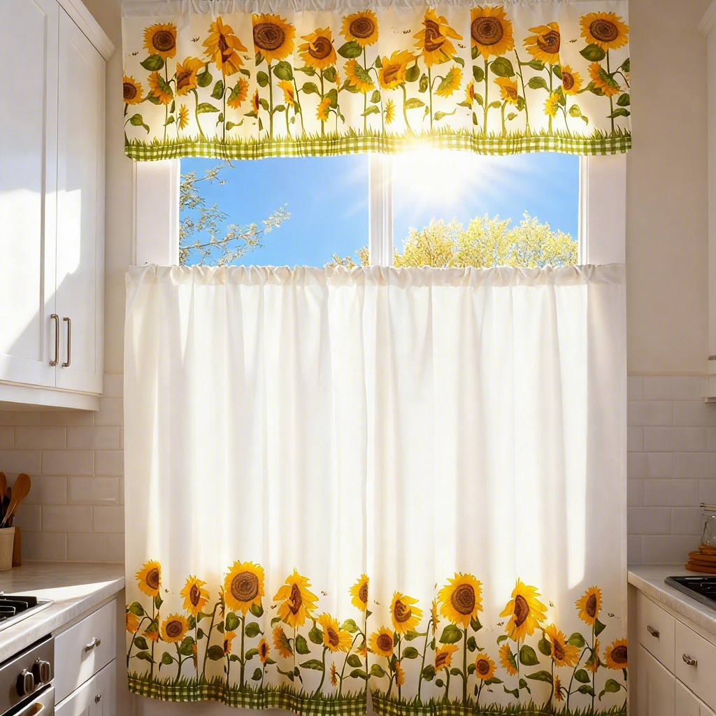 3 Piece Kitchen Cafe Curtain Set With Swag and Tier