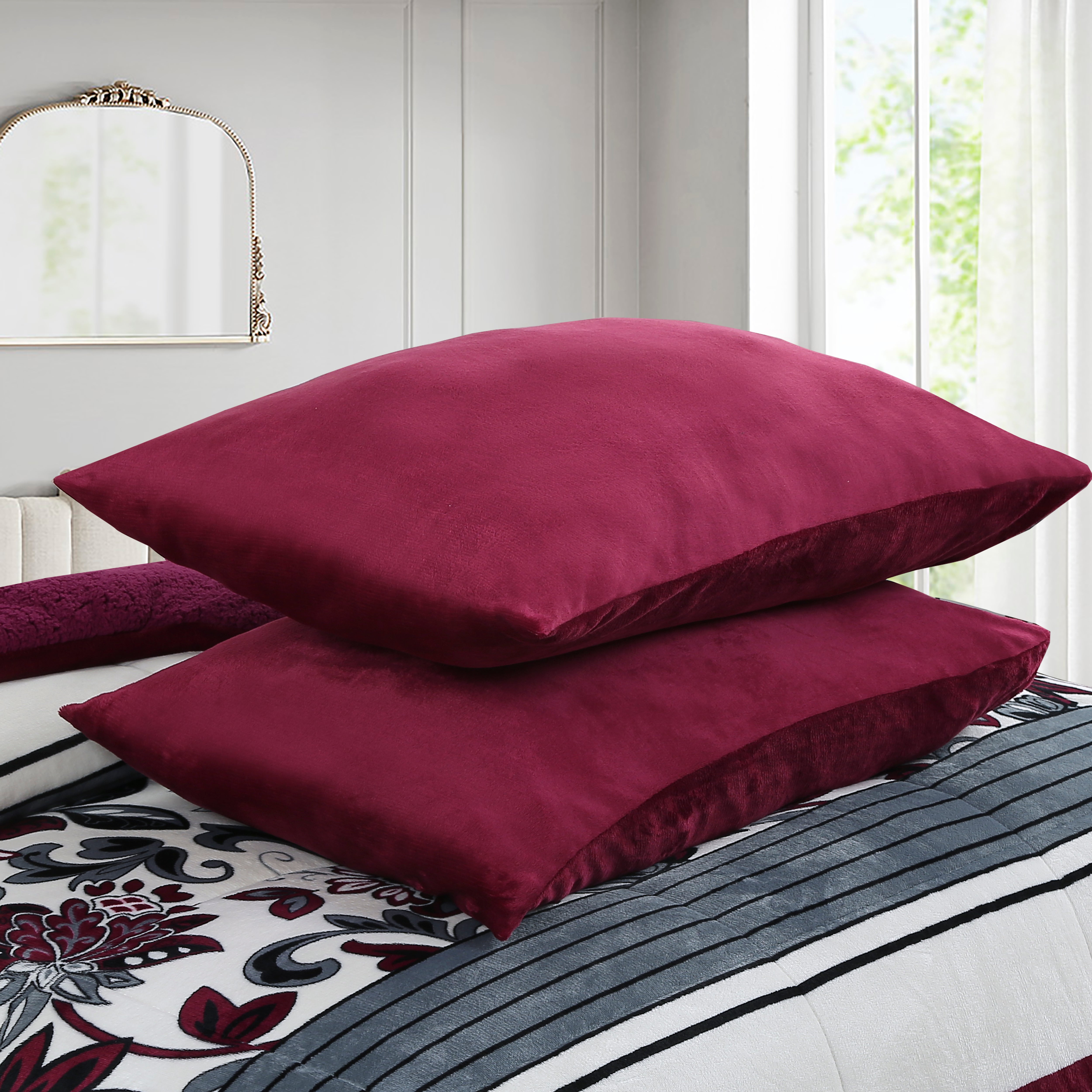 3 Piece Plush Sherpa Comforter Set – Soft Floral Velvet