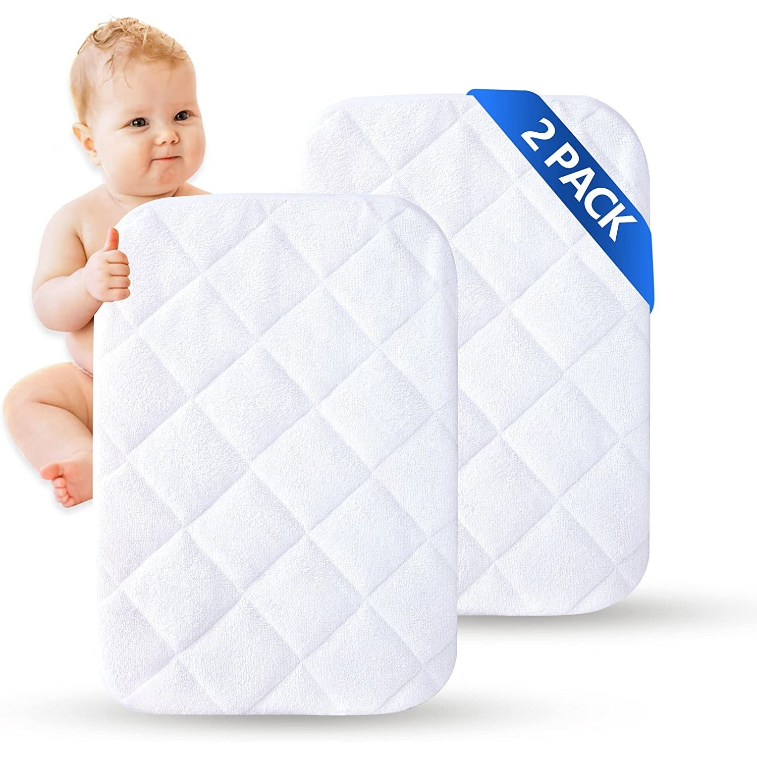 2 Pack Crib Mattress Protector, Waterproof Bamboo Viscose Fitted Mattress Cover