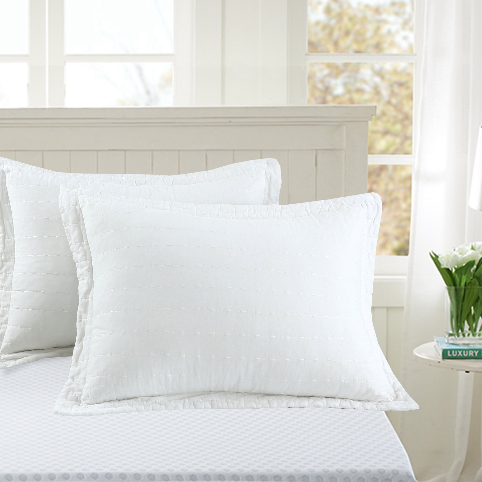 3 Piece 100% Cotton Quilt Set, Oversized Lightweight Channel Quilted Bedspread