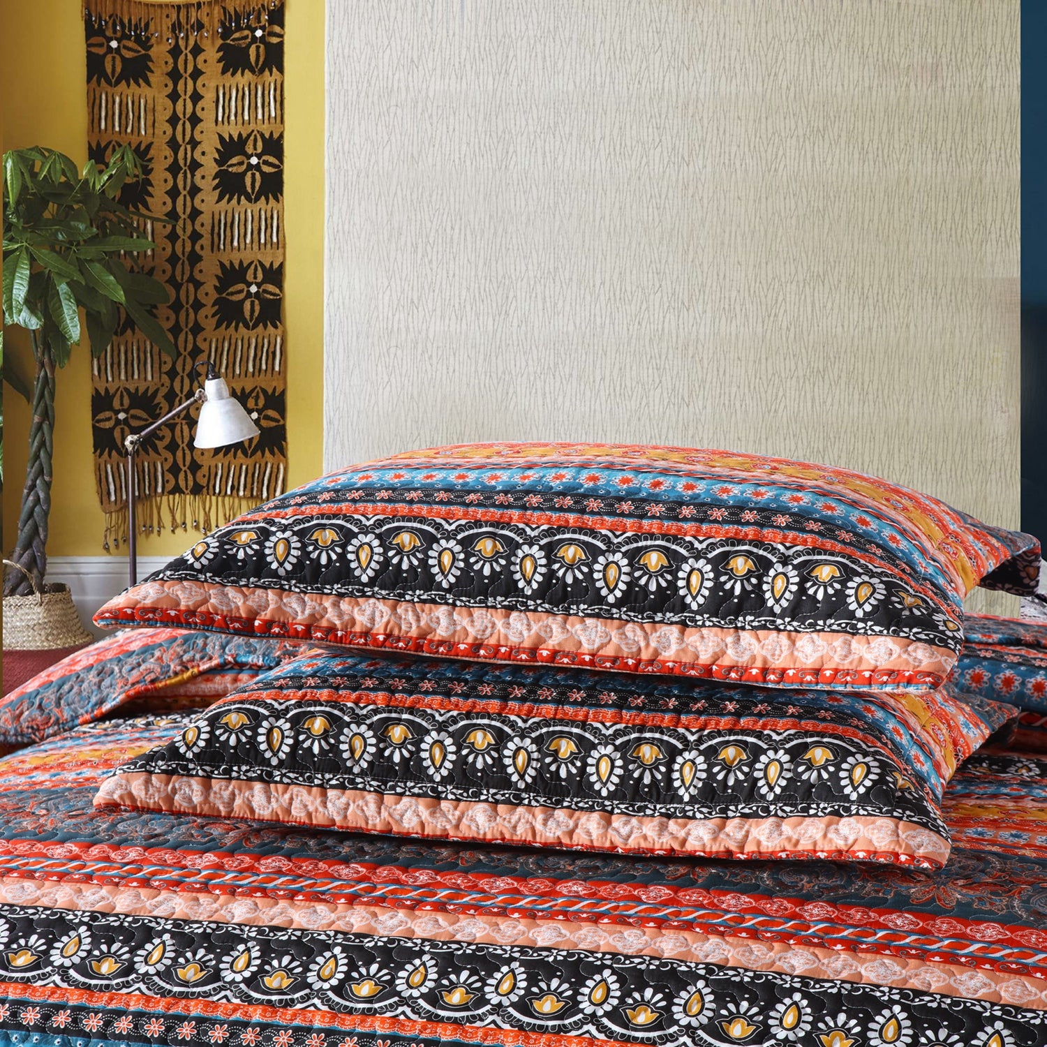 3 Pcs Bohemian Quilt Bedspread Set  Boho By012