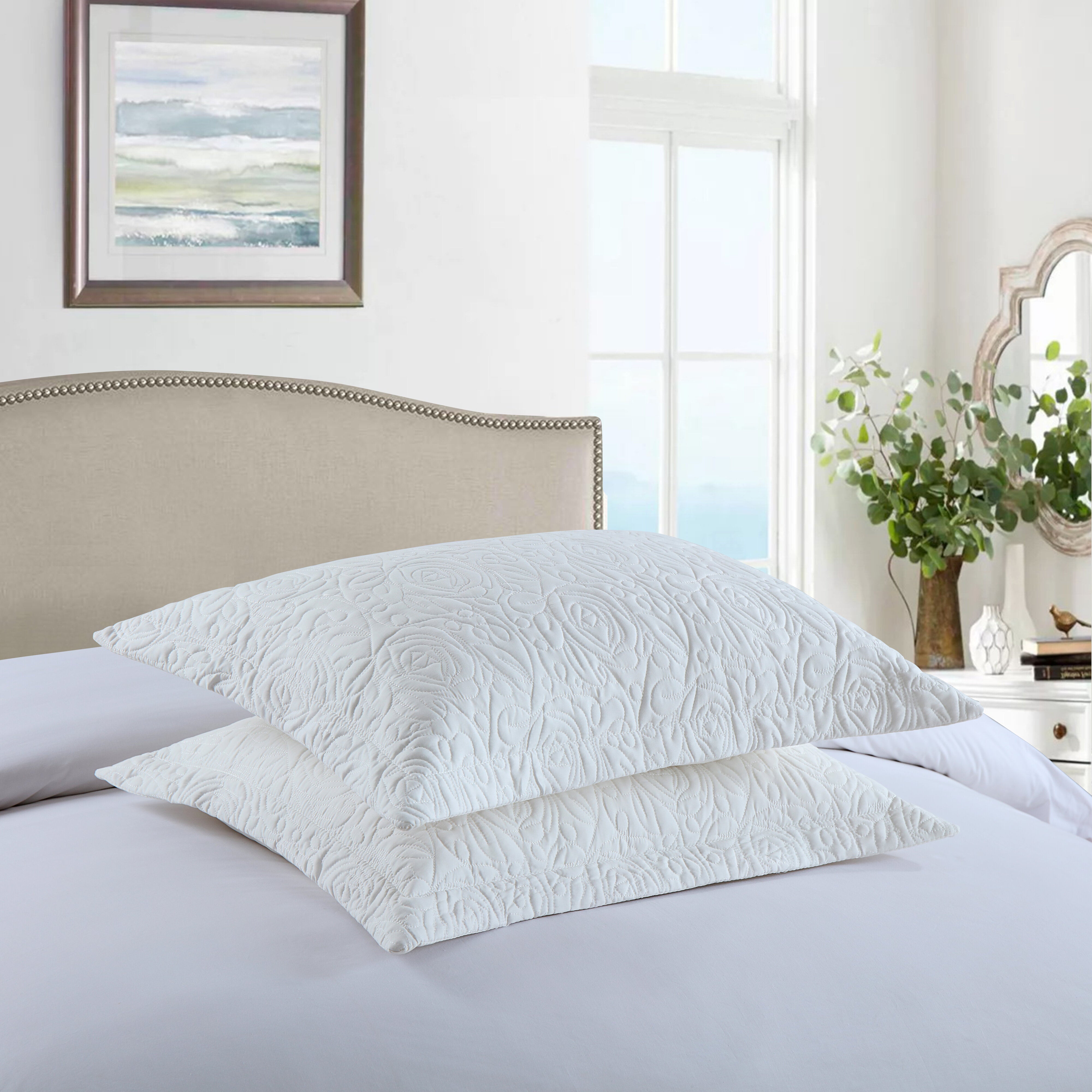 2 Piece Embroidered Pillow Shams Standard Size