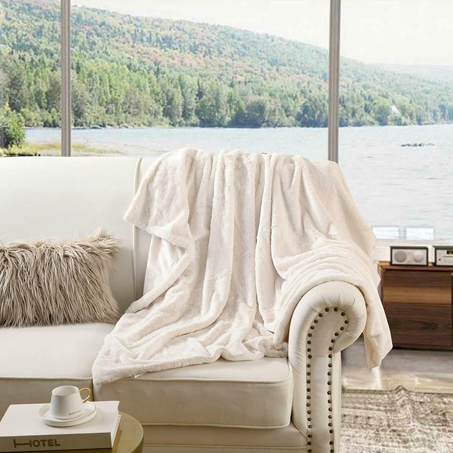 Faux Fur Throw Blanket Throw 50 by 60 inches
