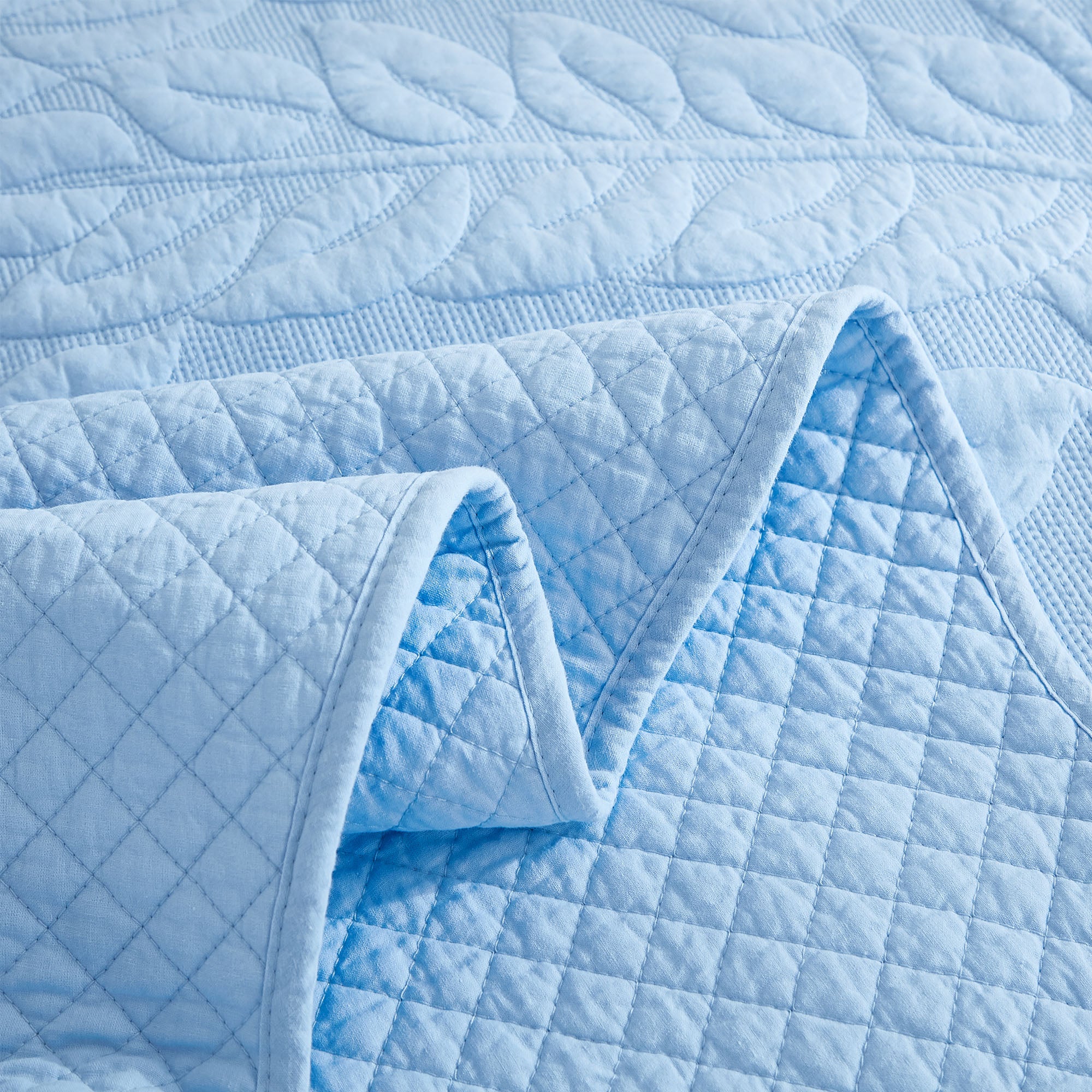 3 Piece 100% Cotton Quilt Set, Oversized Quilted Bedspread T