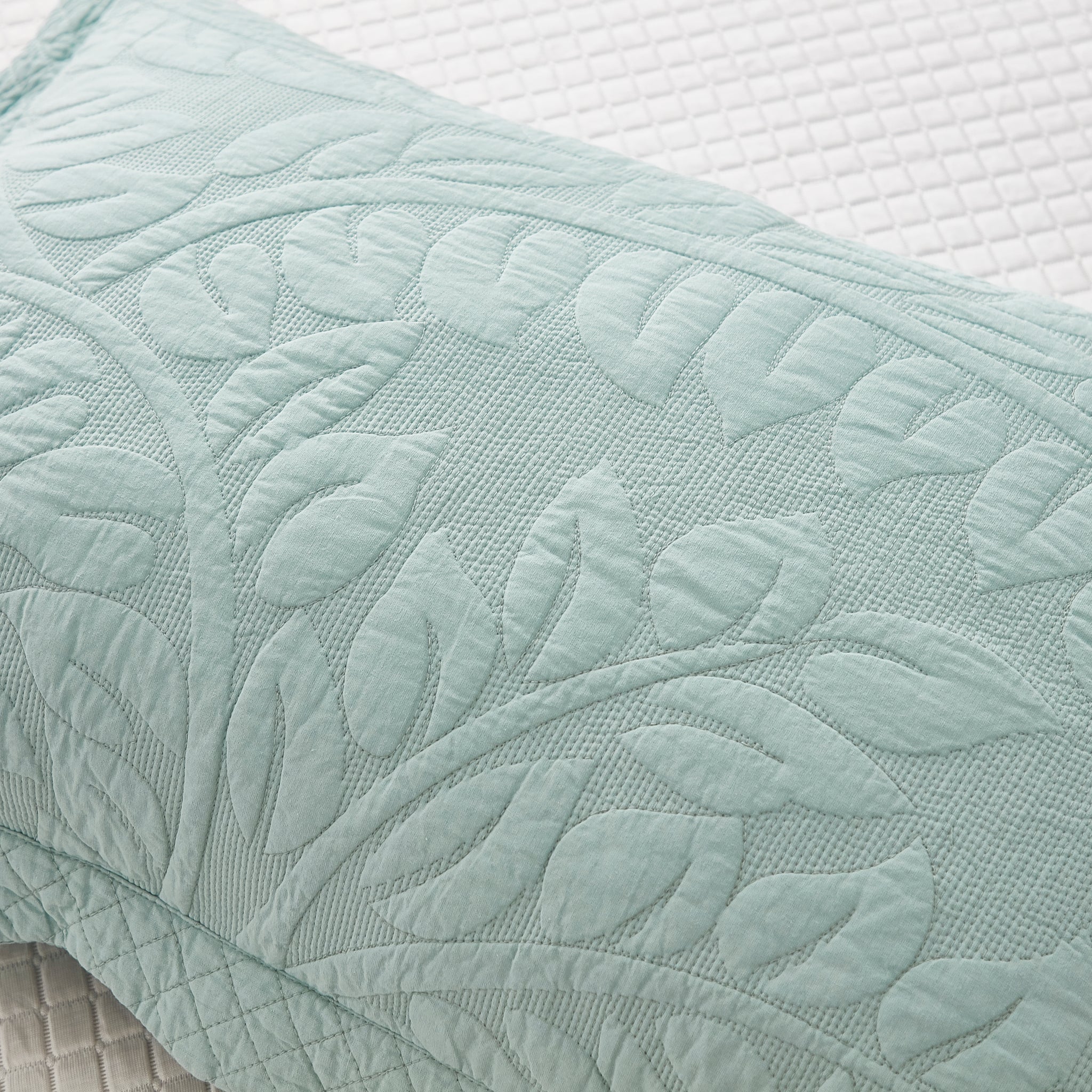 2-Piece 100% Cotton Quilted Pillow Shams Embroidered Farmhouse Pillow Shams