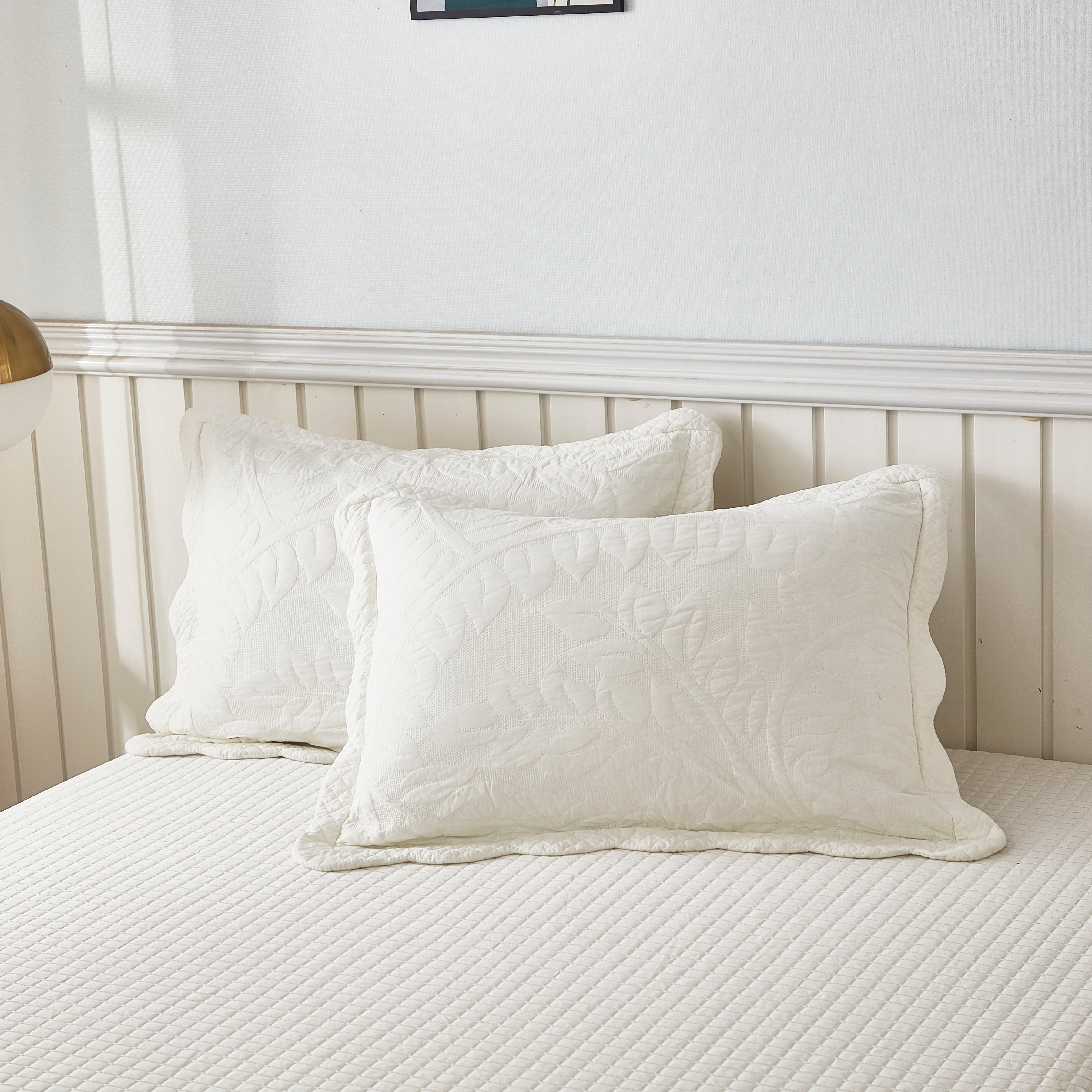 2 Piece 100% Cotton Quilted Pillow Shams, Decorative Pillow Covers