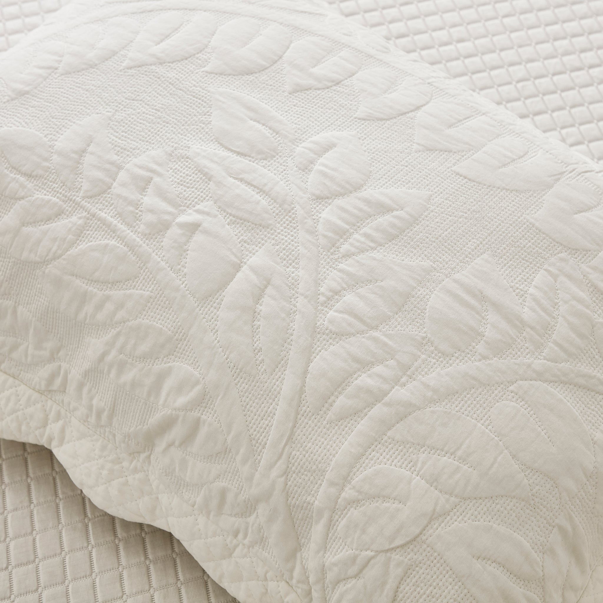 2-Piece 100% Cotton Quilted Pillow Shams Embroidered Farmhouse Pillow Shams