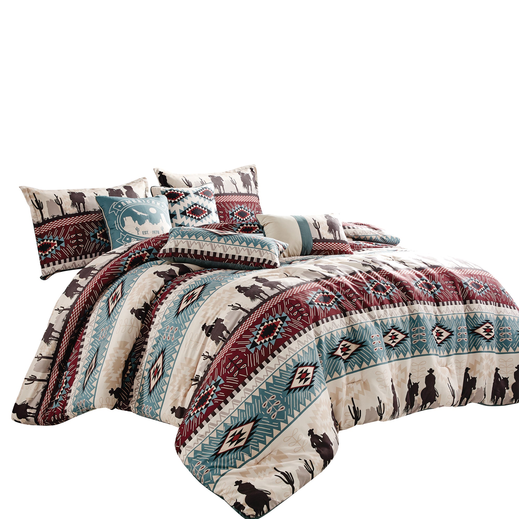 7 Pieces Rustic Southwestern Cowboys Bedding Comforter Set