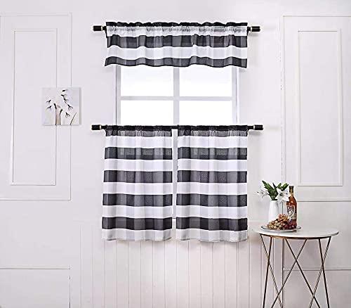 3 Piece Buffalo Kitchen Curtain with Swag and Tier Window Treatment Set