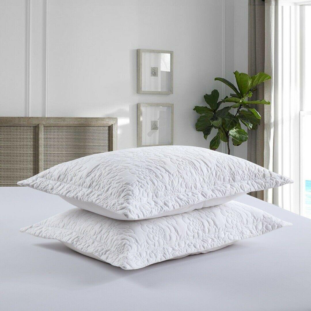 Floral Quilted Pillow Shams Set of 2 – Microfiber with Envelope Closure