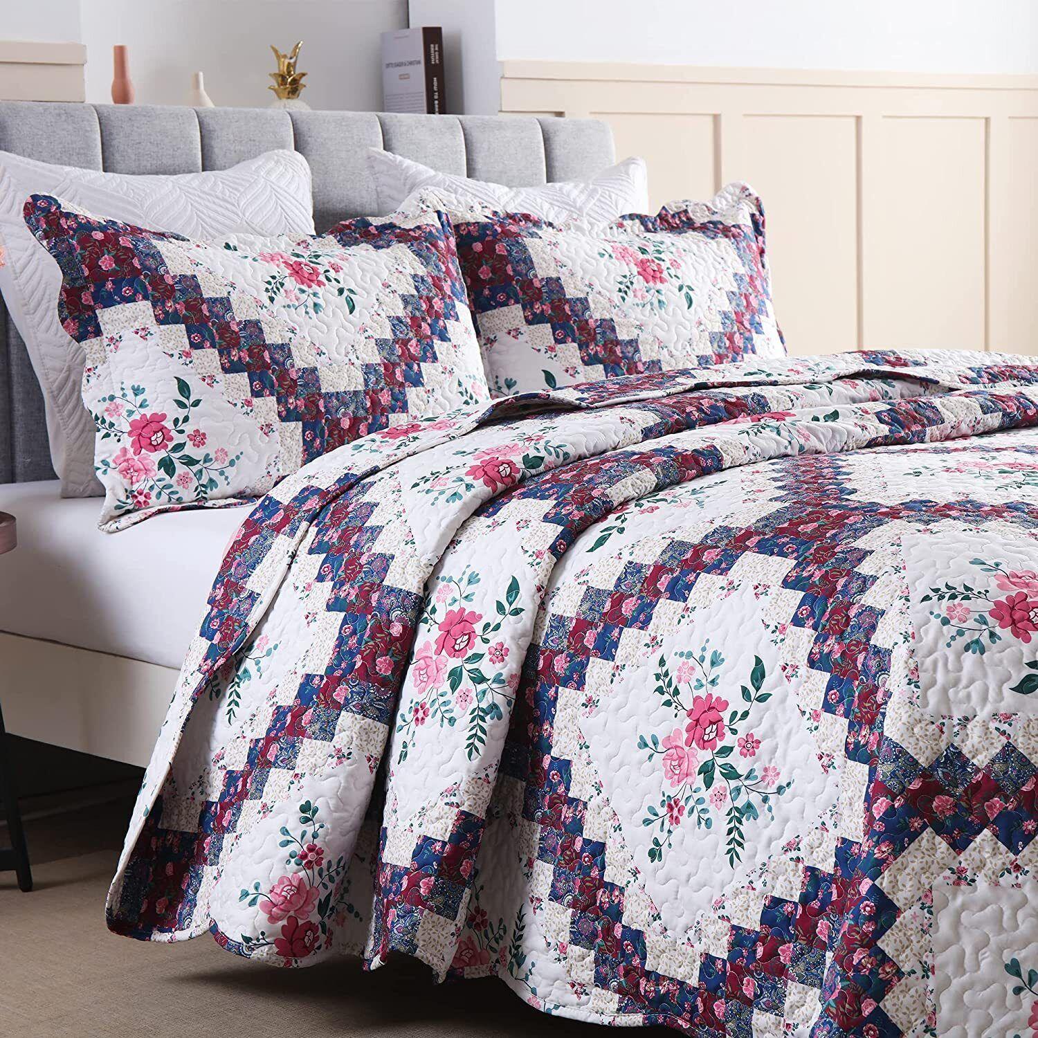 3Pcs Printed Quilts Bedspreads Set Bedding Coverlet Set B024