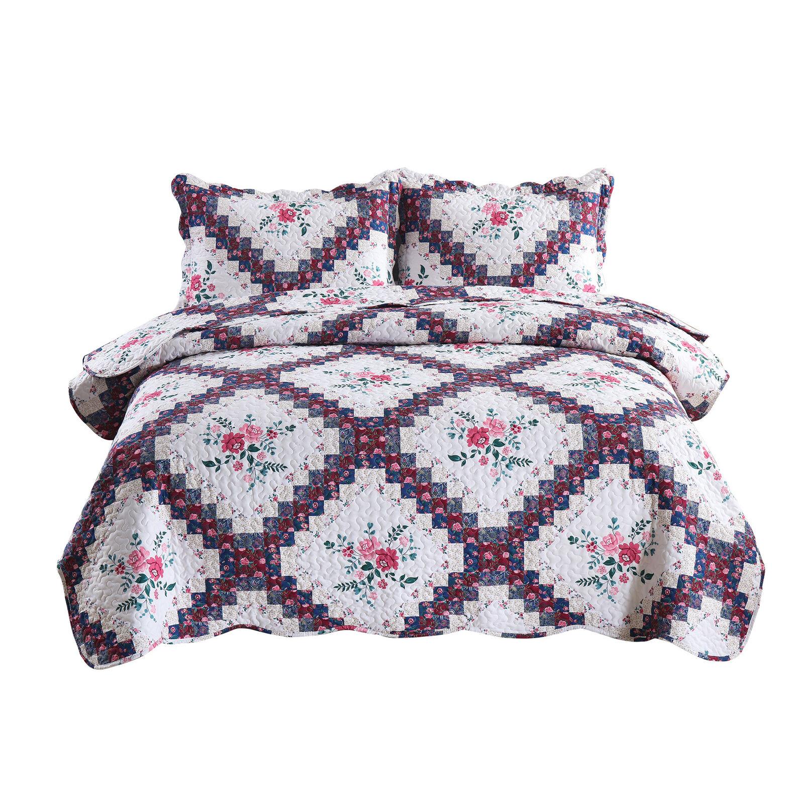 3Pcs Printed Quilts Bedspreads Set Bedding Coverlet Set B024