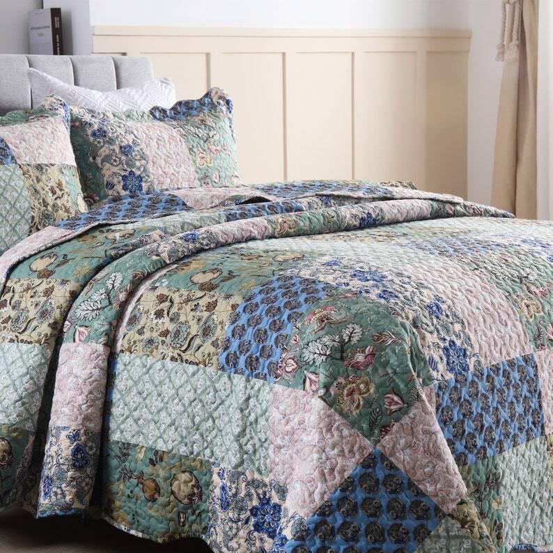 3Pcs Printed Quilt Bedspread Set Bedding Coverlet Set B026