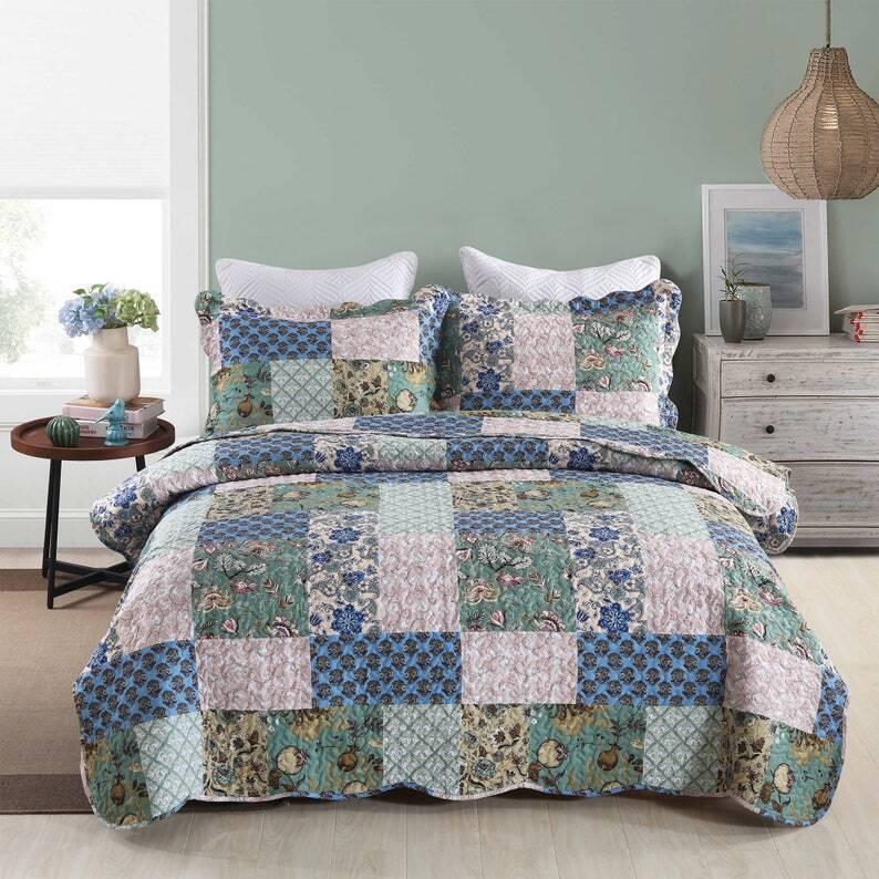 3Pcs Printed Quilt Bedspread Set Bedding Coverlet Set B026