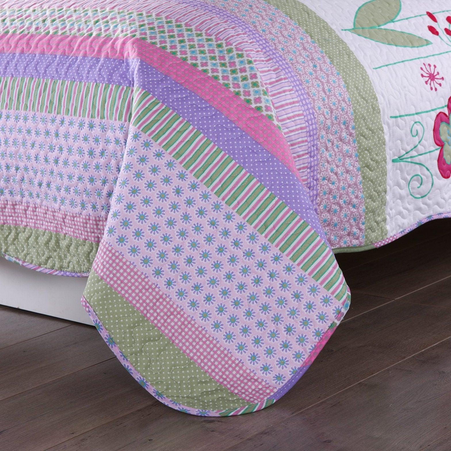 22/3 Piece Kids Floral Quilt Bedspread Set A14