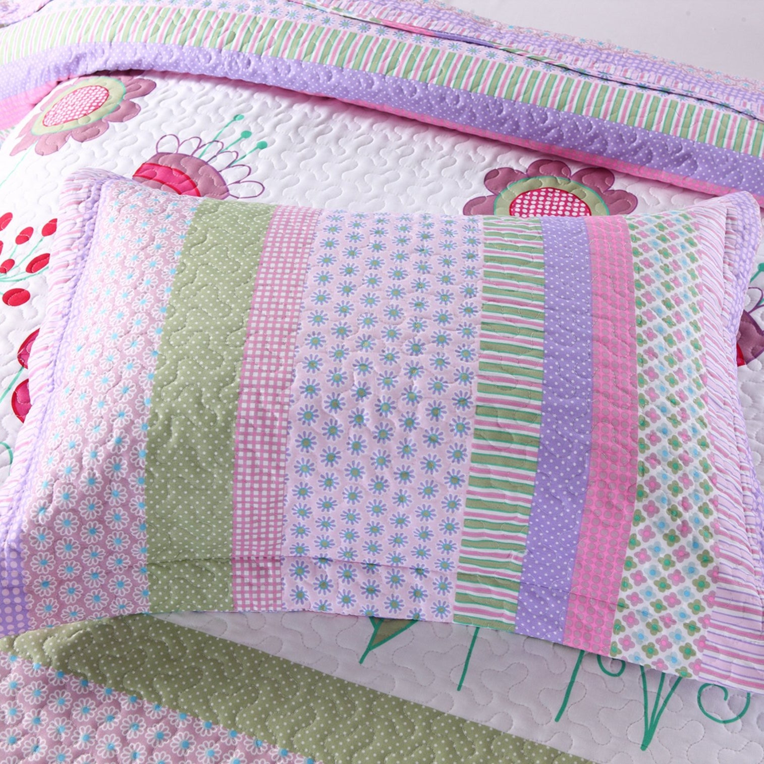 22/3 Piece Kids Floral Quilt Bedspread Set A14