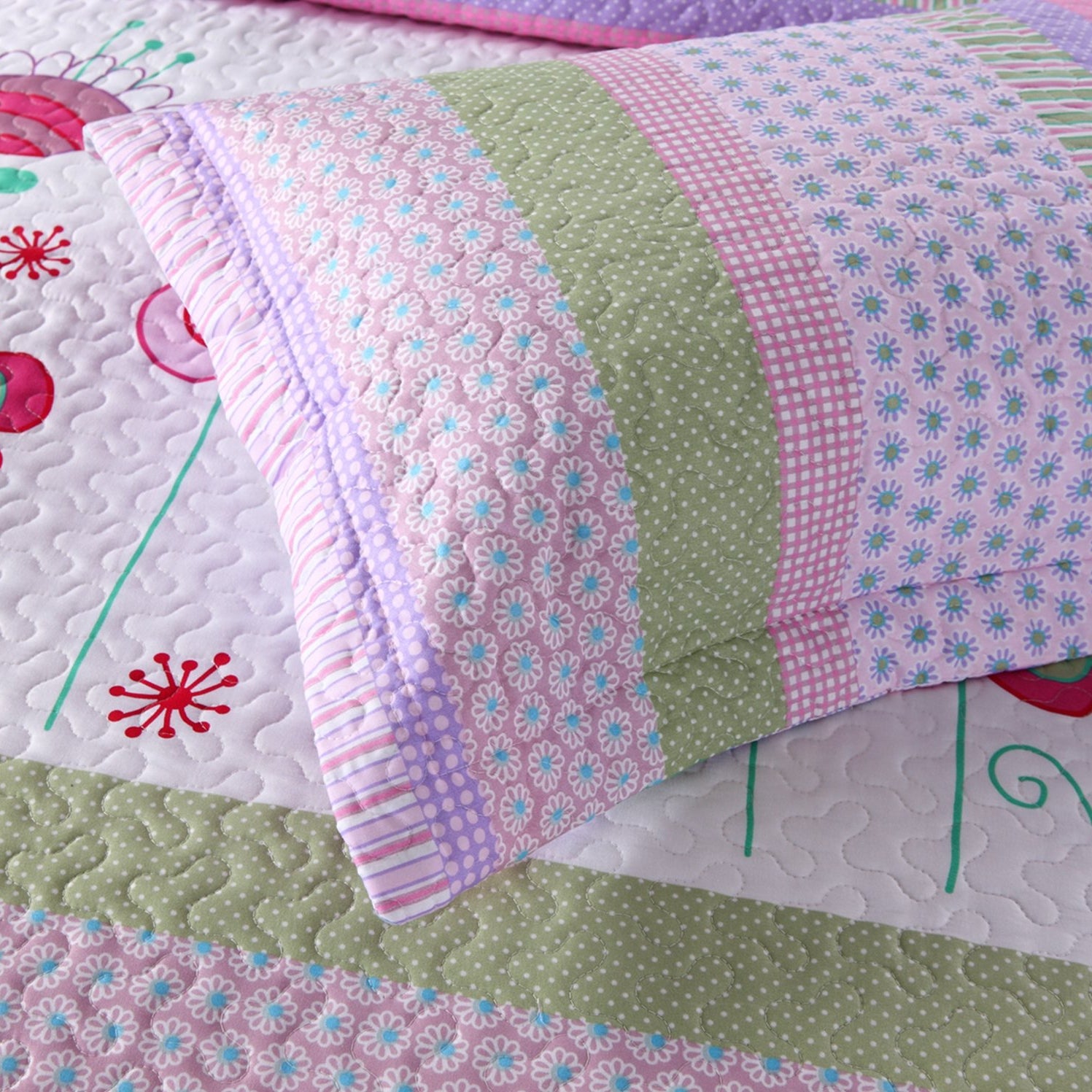 22/3 Piece Kids Floral Quilt Bedspread Set A14