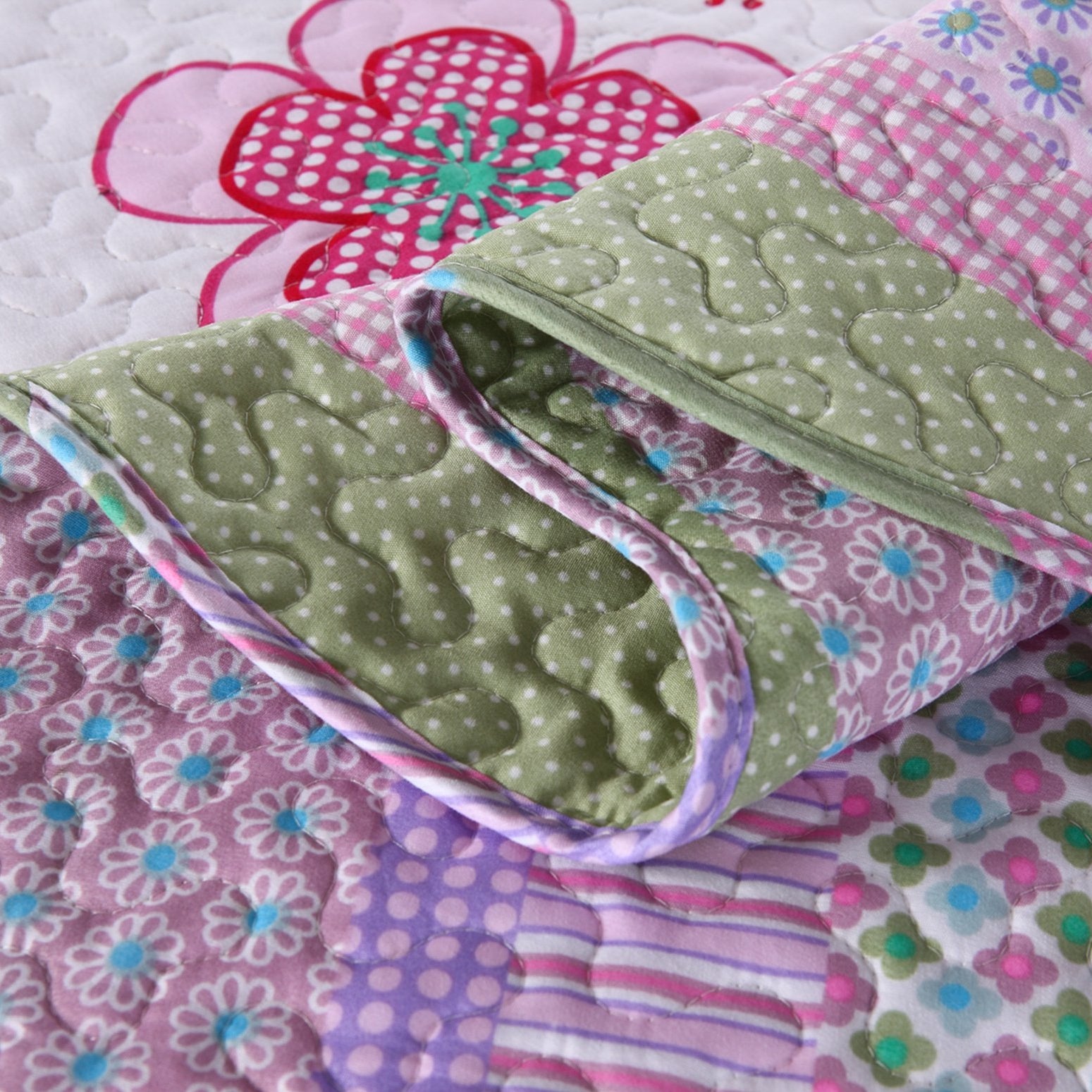 22/3 Piece Kids Floral Quilt Bedspread Set A14