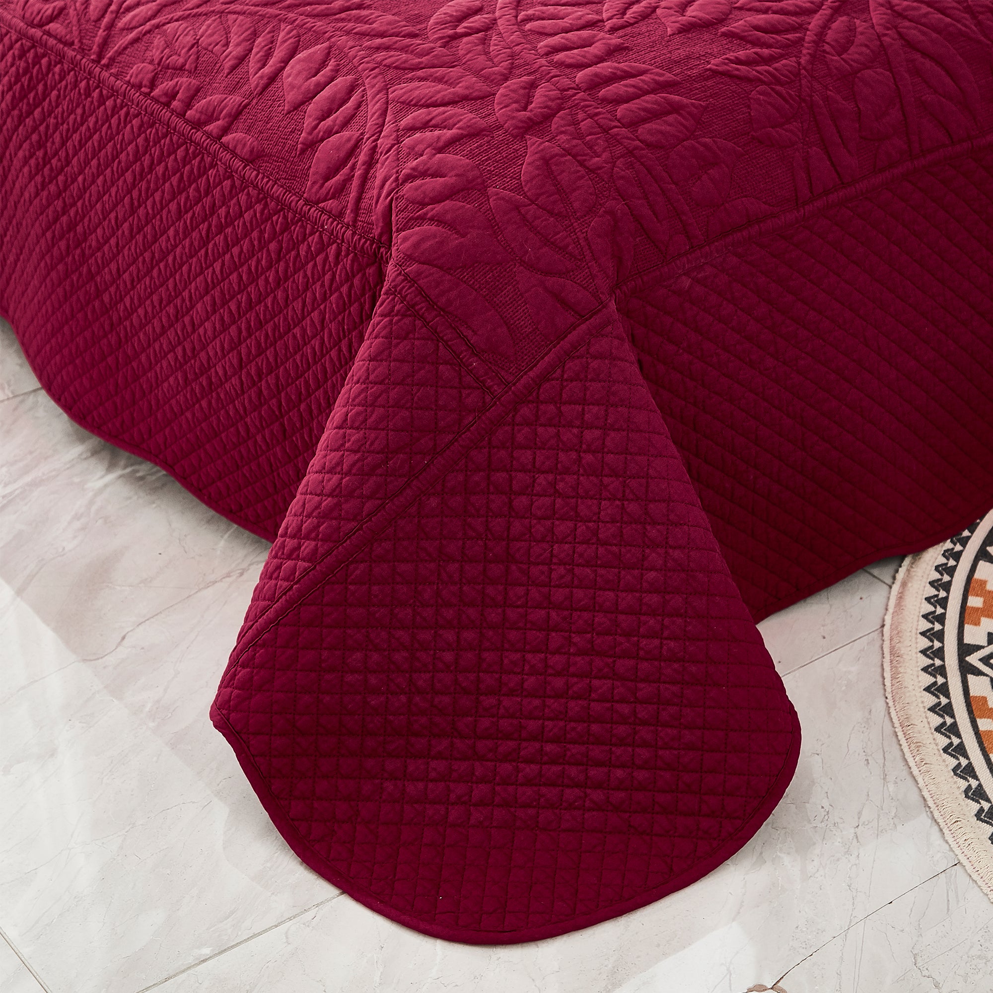 3 Piece 100% Cotton Quilt Set, Oversized Quilted Bedspread T