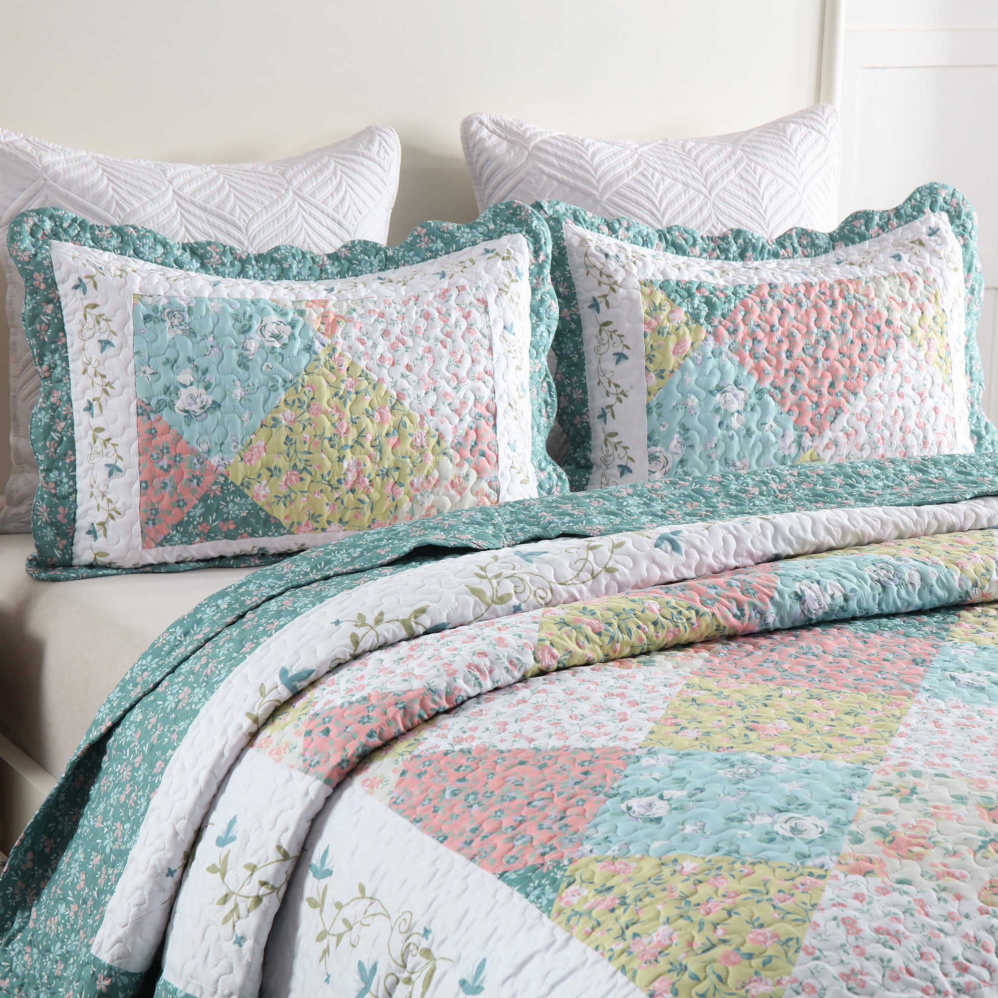 3 Piece Printed Quilt Bedspread Set Bedding Coverlet Set Lily
